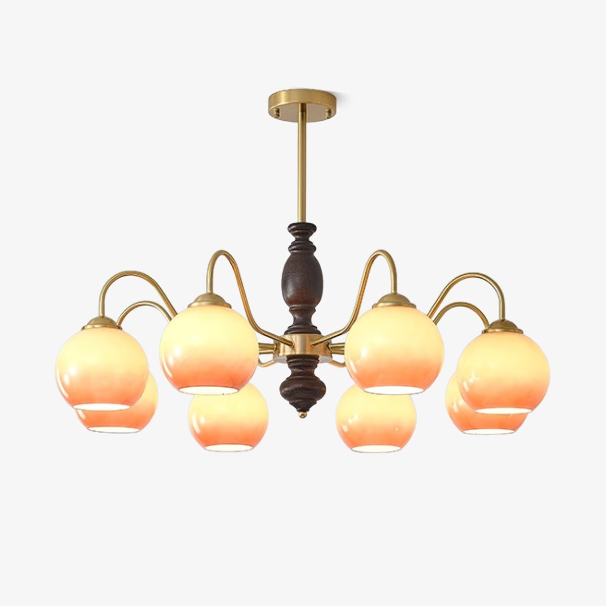 Aurora Chandelier Caramel Orb Curved Arm - Letslighting