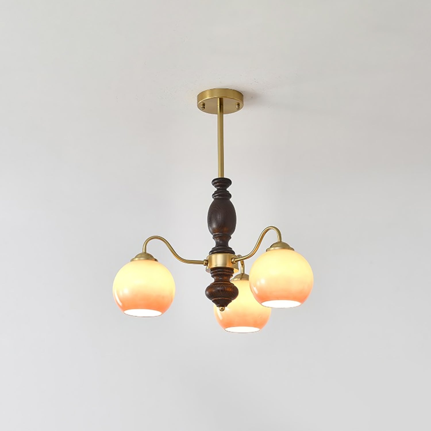 Aurora Chandelier Caramel Orb Curved Arm - Letslighting