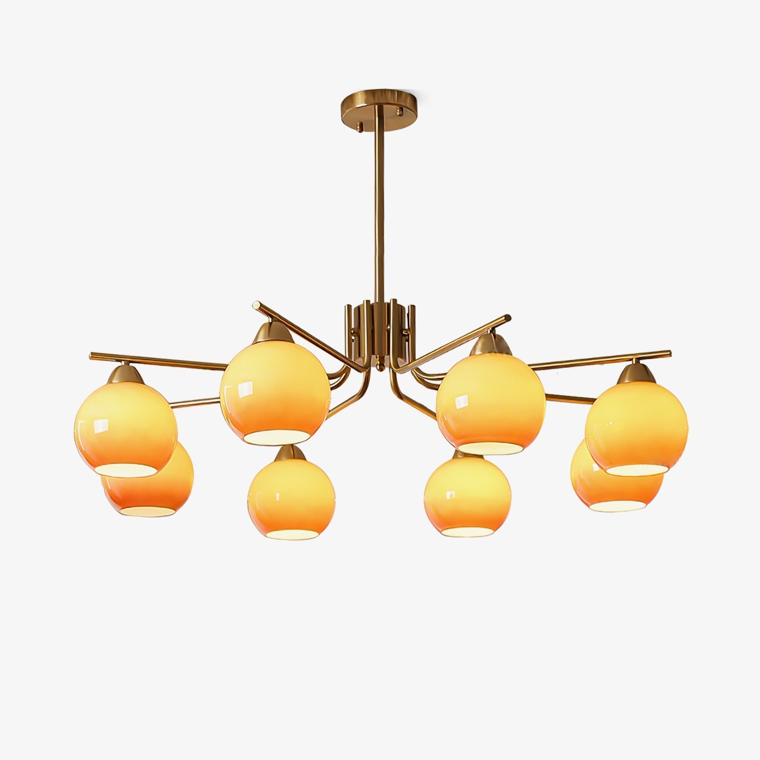 Lustra Chandelier Brass Caramel Globe Minimalist - Letslighting