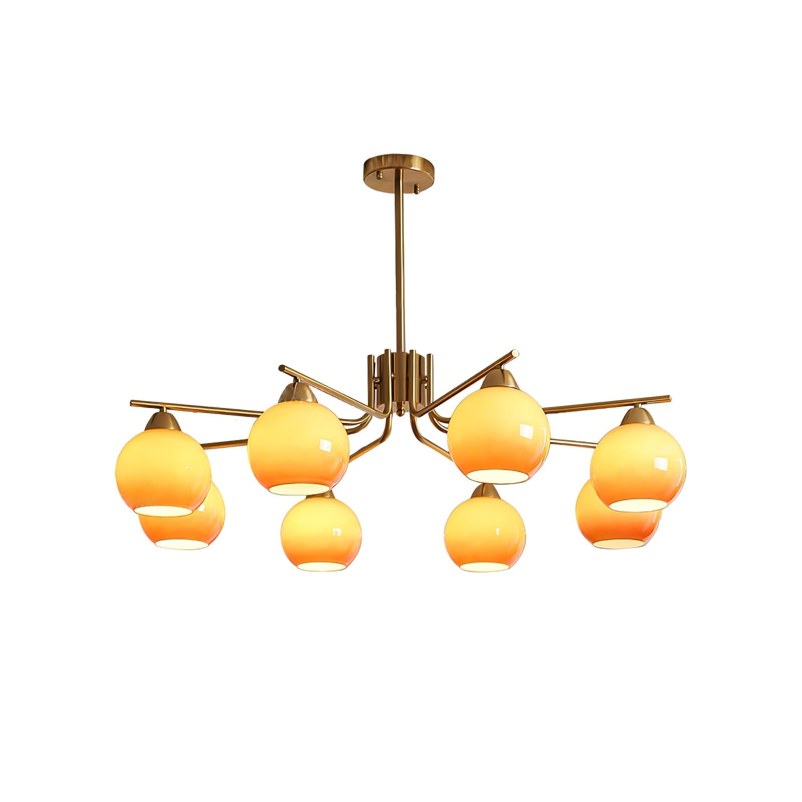 Lustra Chandelier Brass Caramel Globe Minimalist - Letslighting
