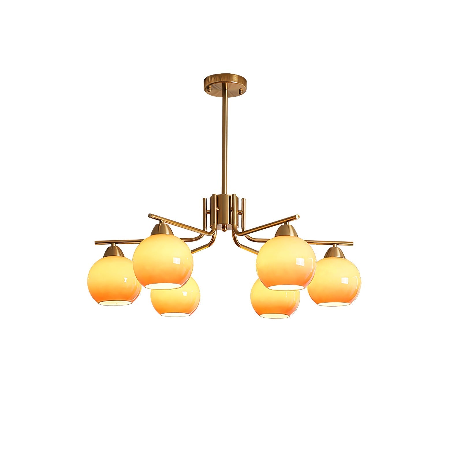 Lustra Chandelier Brass Caramel Globe Minimalist - Letslighting