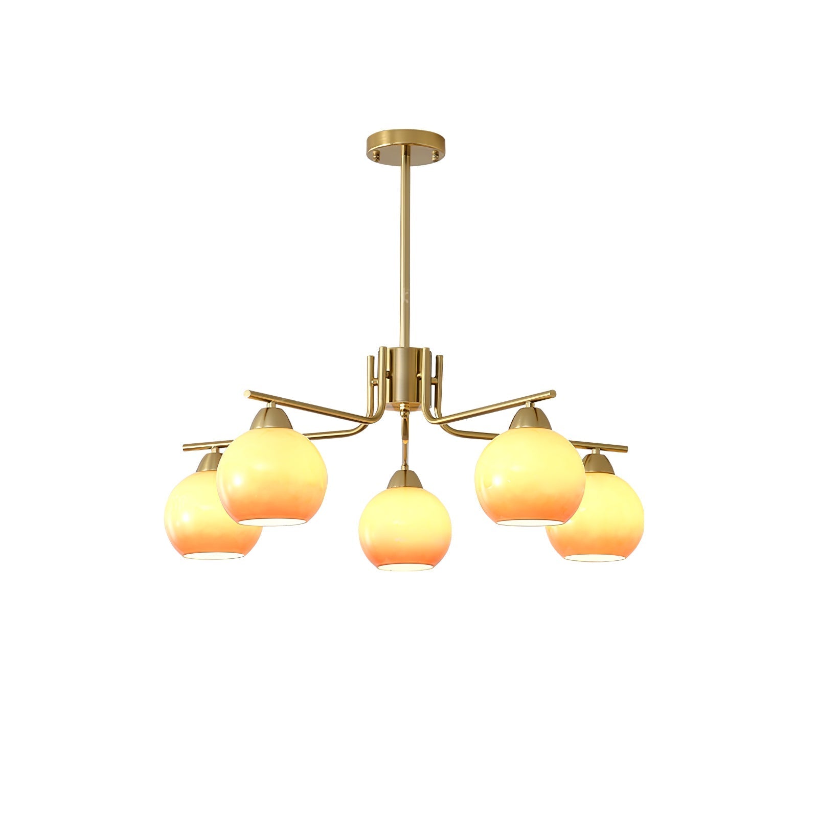 Lustra Chandelier Brass Caramel Globe Minimalist - Letslighting