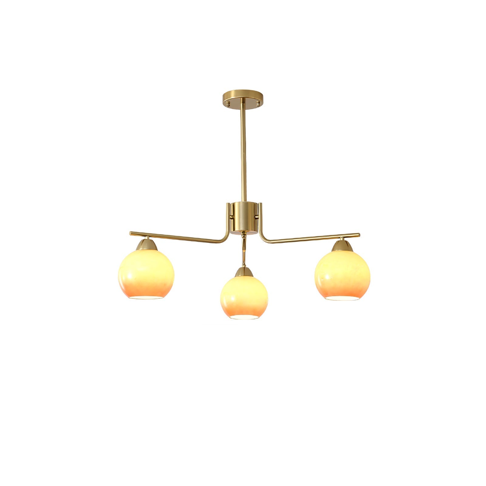 Lustra Chandelier Brass Caramel Globe Minimalist - Letslighting
