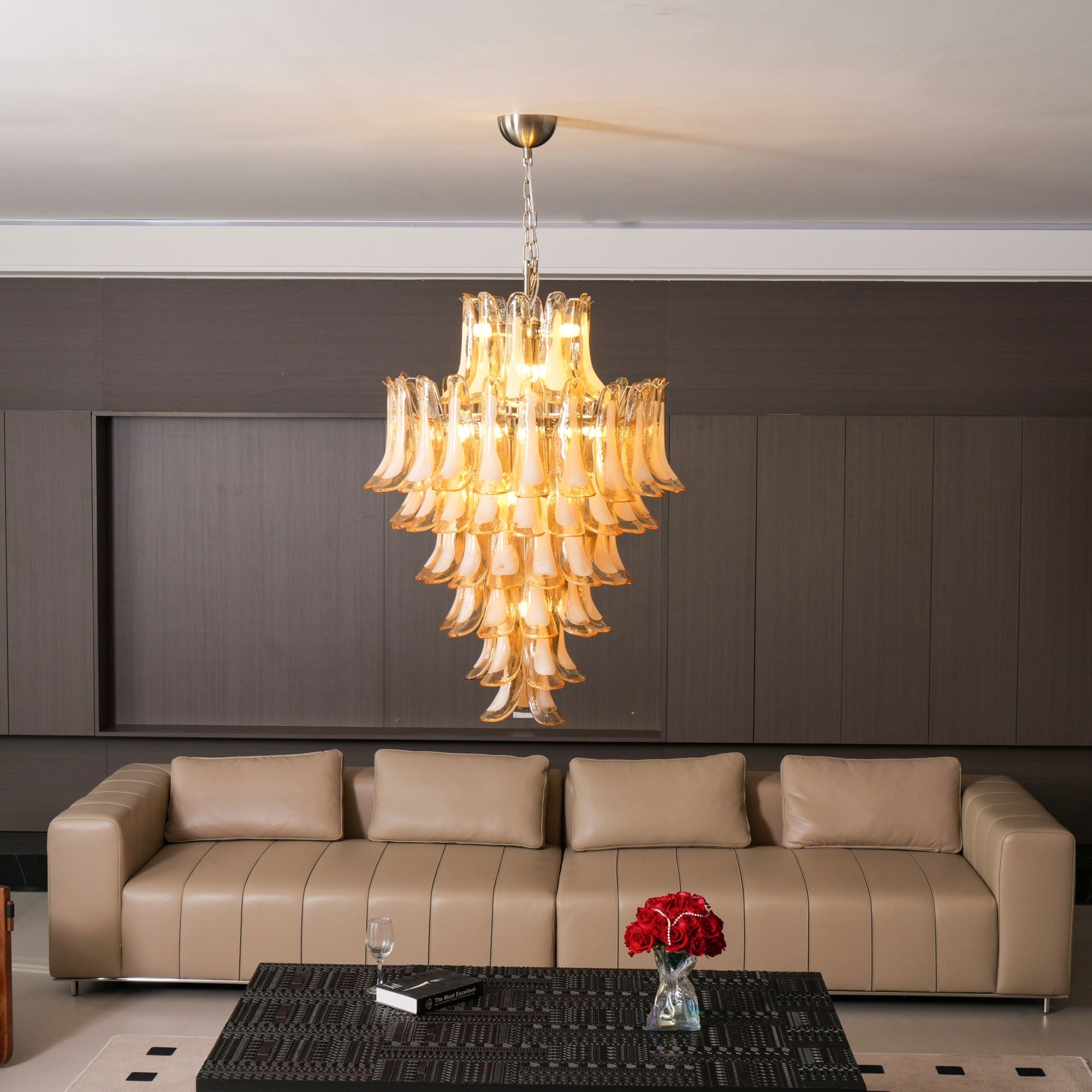 Zinc Postmodern Luxury Petal Glass Chandelier - Letslighting