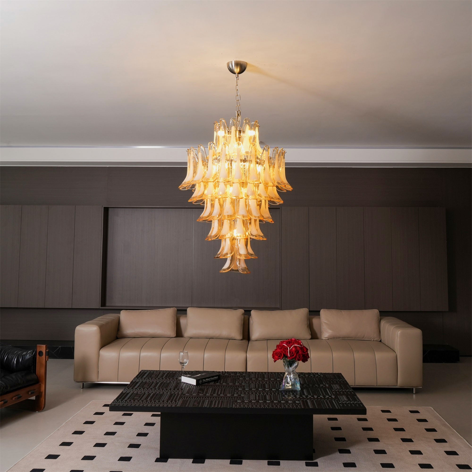 Zinc Postmodern Luxury Petal Glass Chandelier - Letslighting