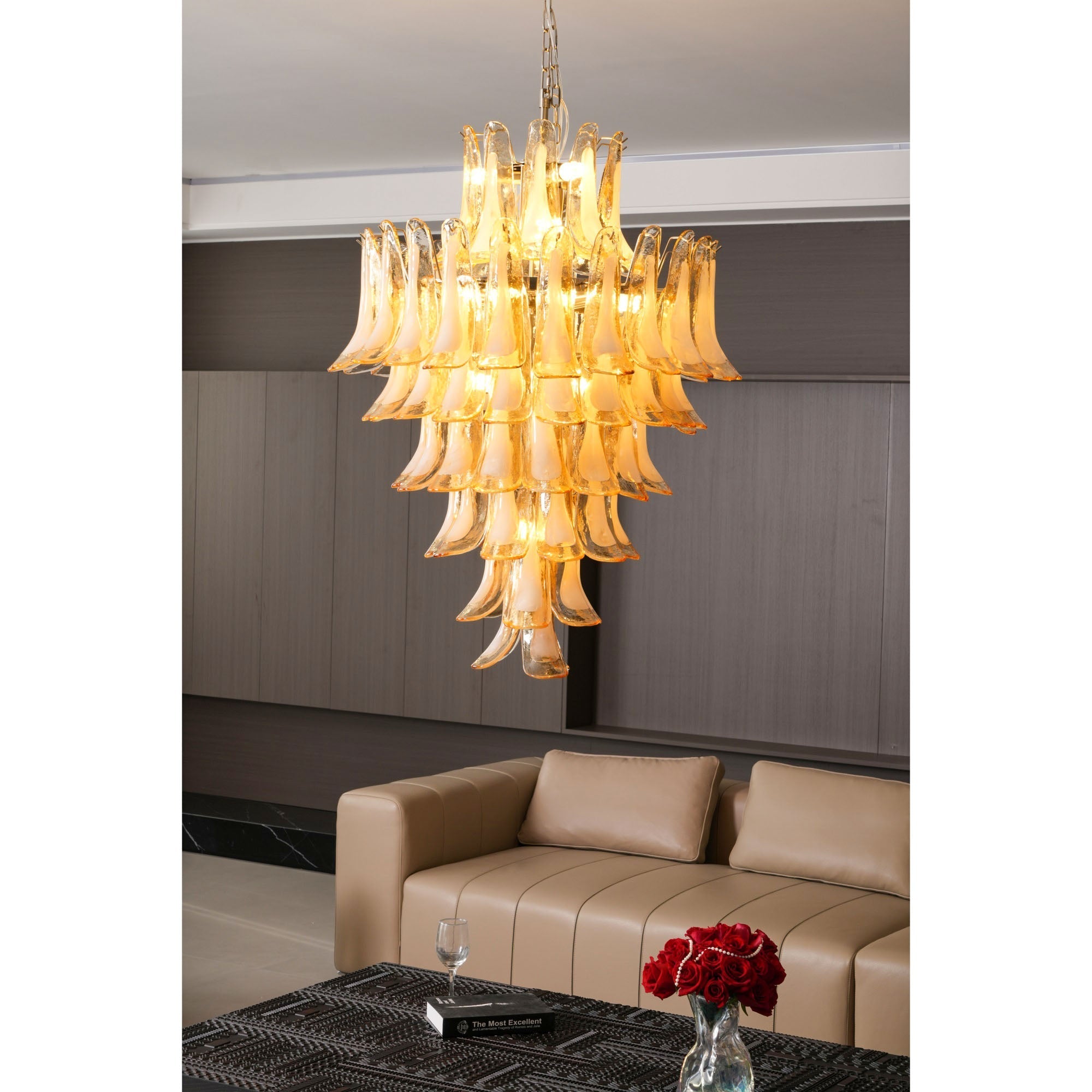 Zinc Postmodern Luxury Petal Glass Chandelier - Letslighting