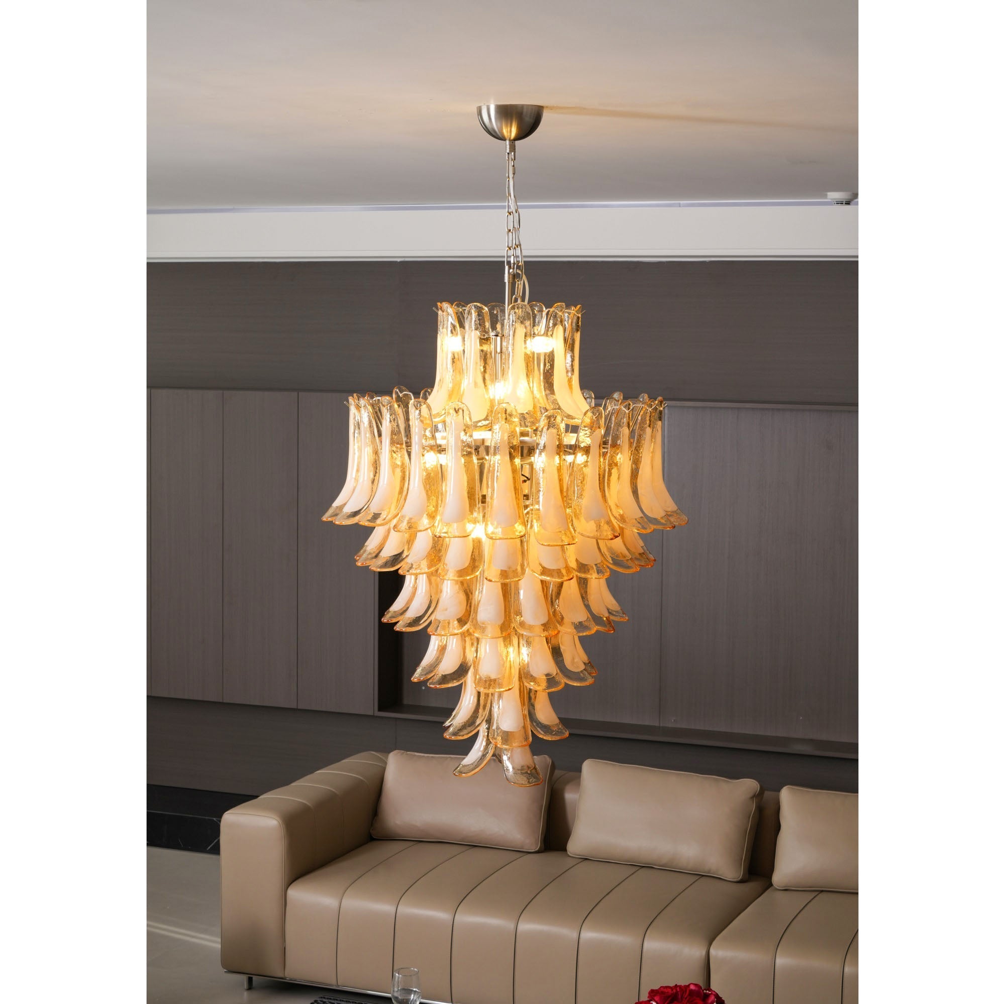Zinc Postmodern Luxury Petal Glass Chandelier - Letslighting