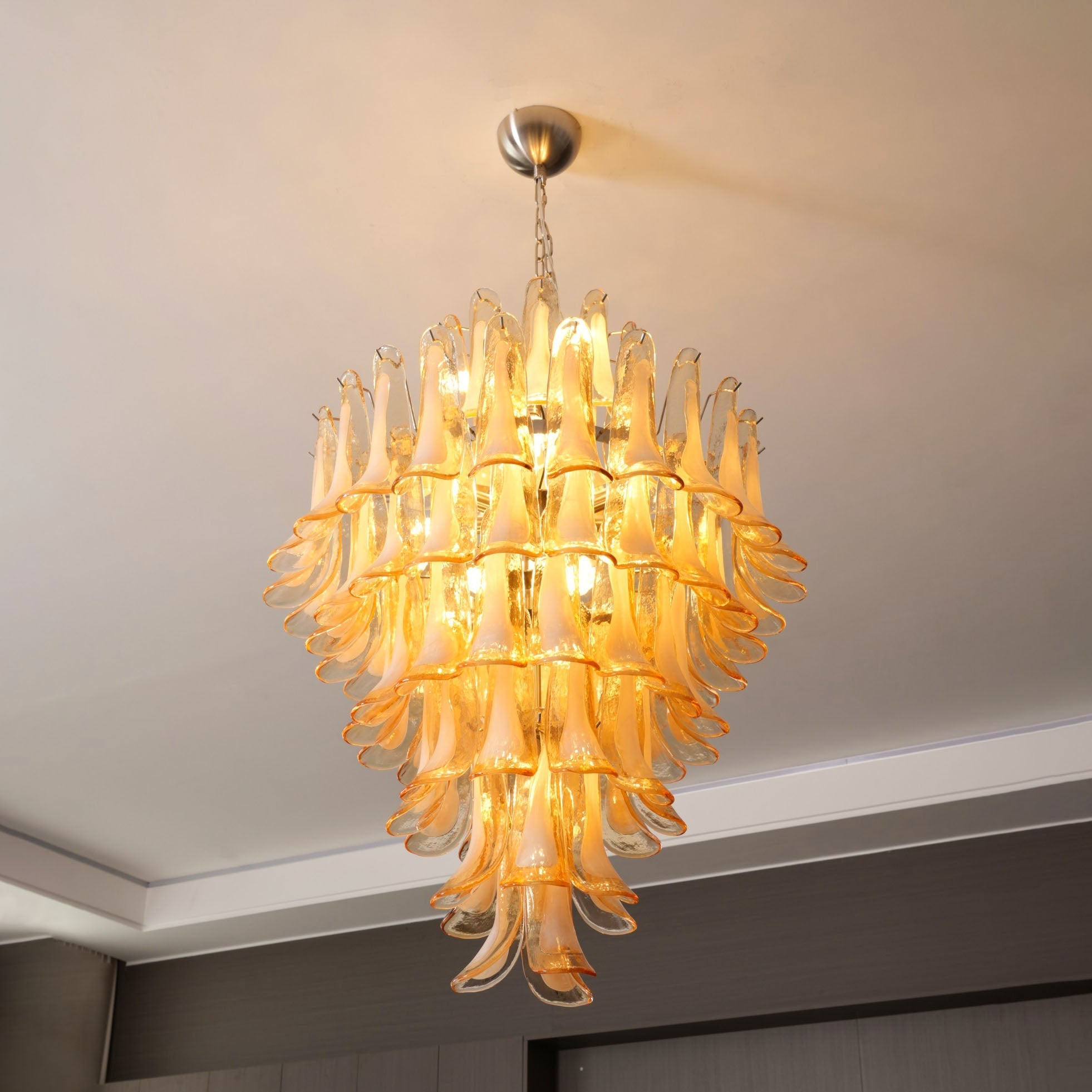 Zinc Postmodern Luxury Petal Glass Chandelier - Letslighting