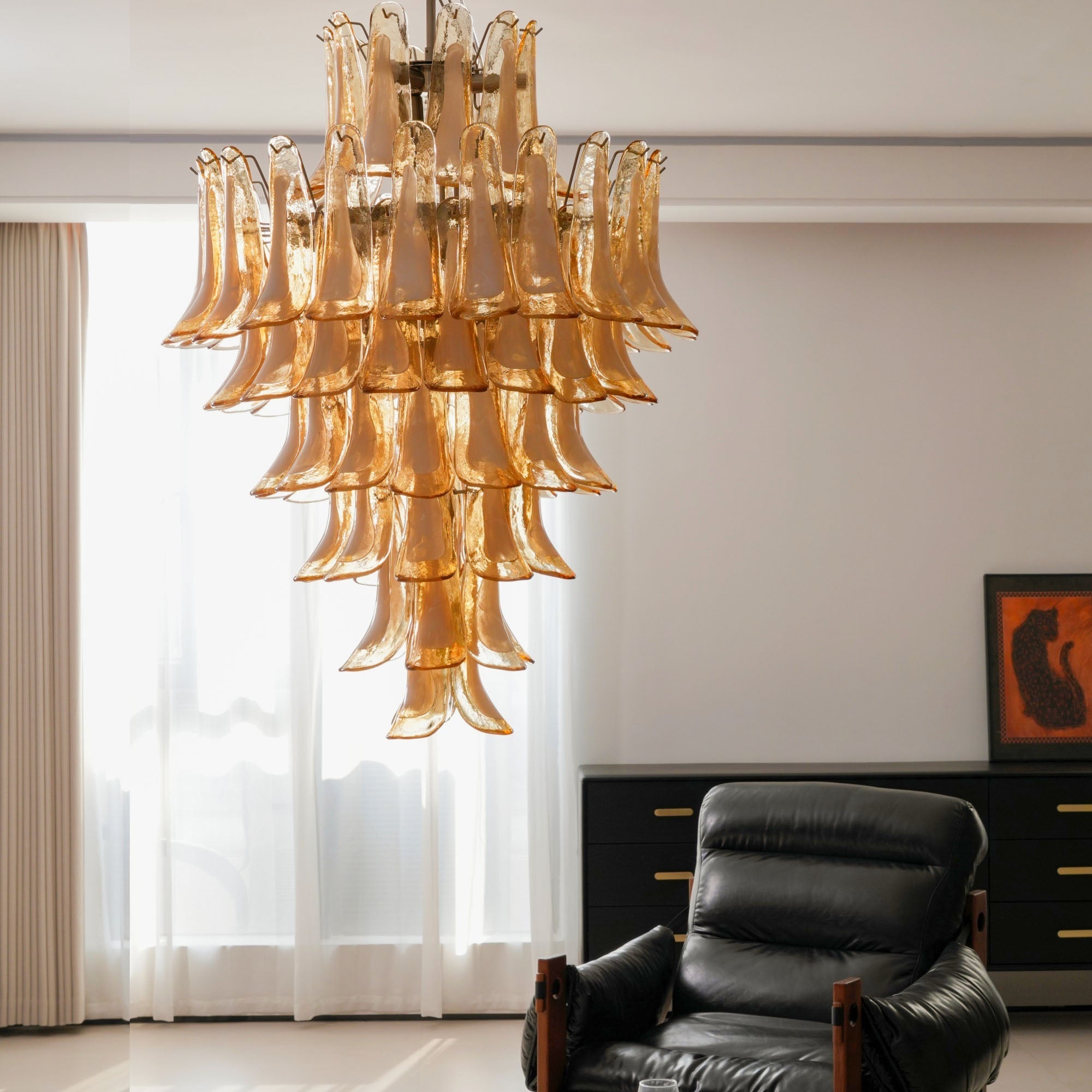 Zinc Postmodern Luxury Petal Glass Chandelier - Letslighting