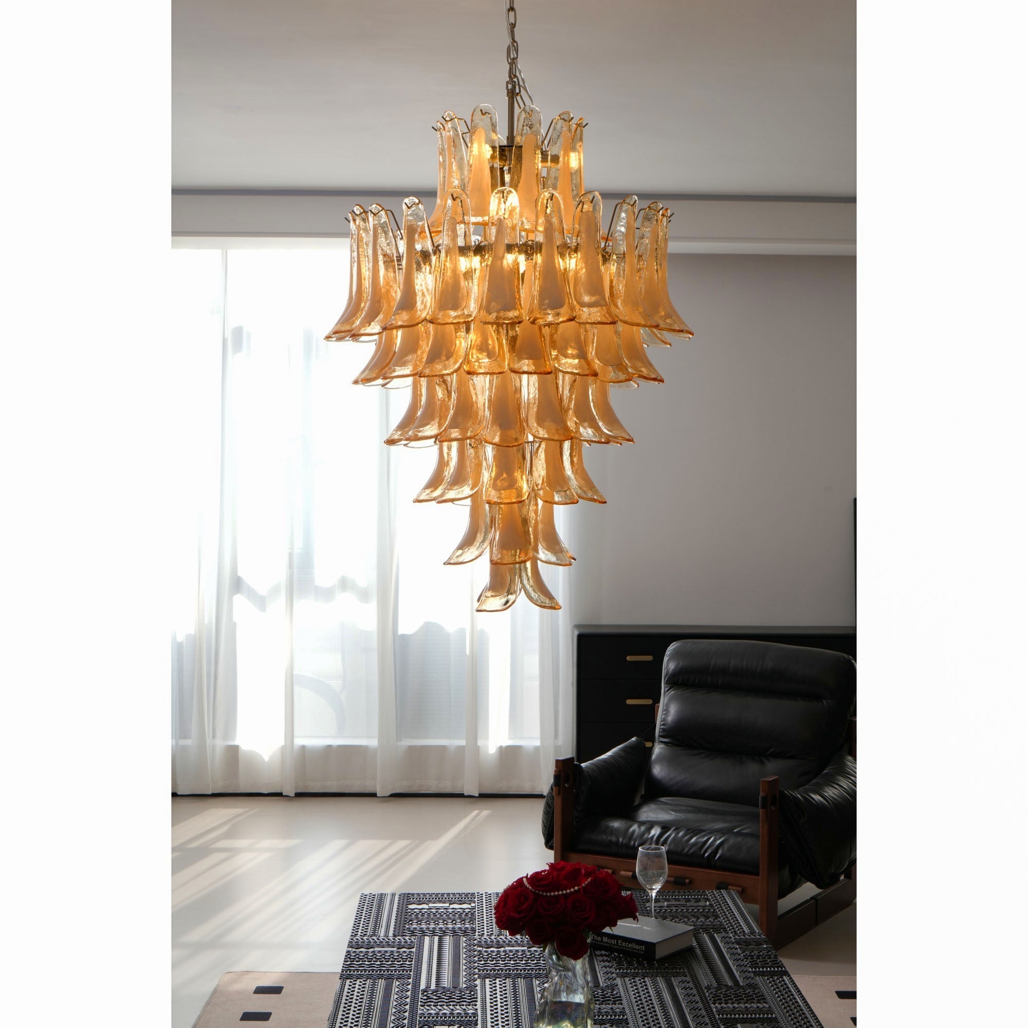 Zinc Postmodern Luxury Petal Glass Chandelier - Letslighting