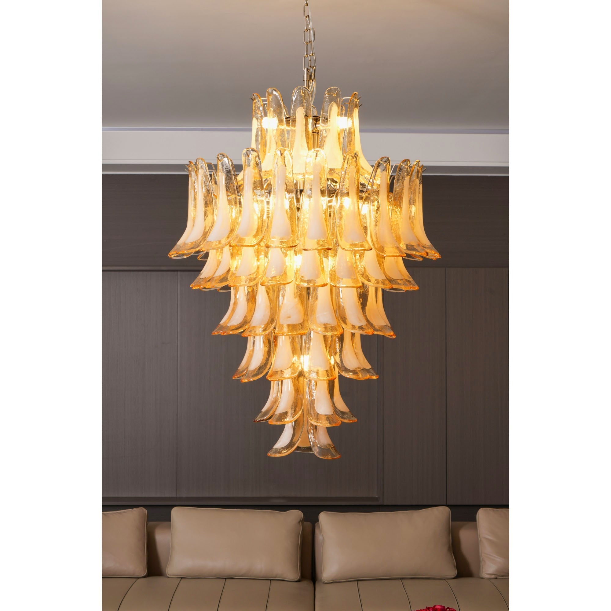 Zinc Postmodern Luxury Petal Glass Chandelier - Letslighting
