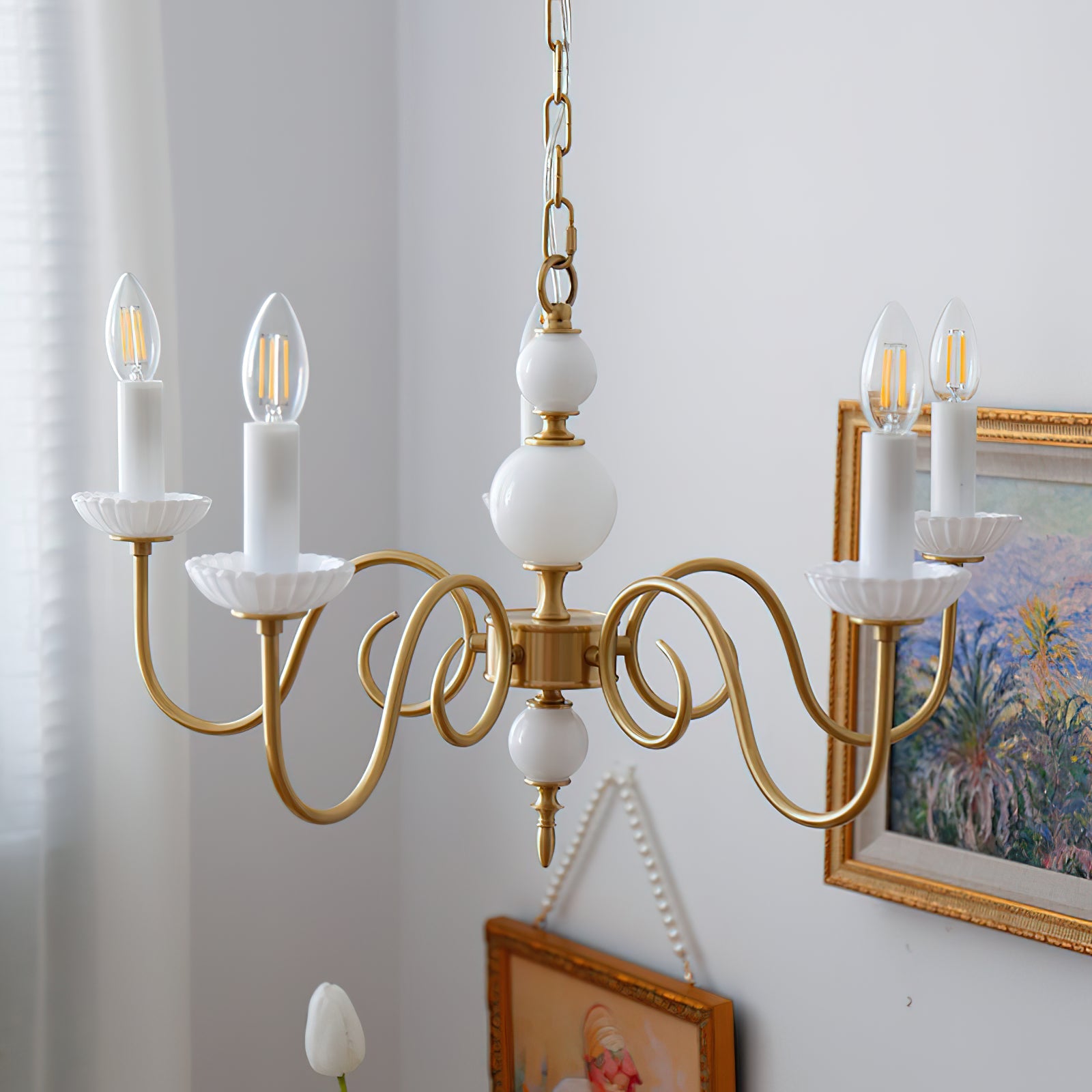 Carlita Chandelier Gold Curved Candle Arms - Letslighting