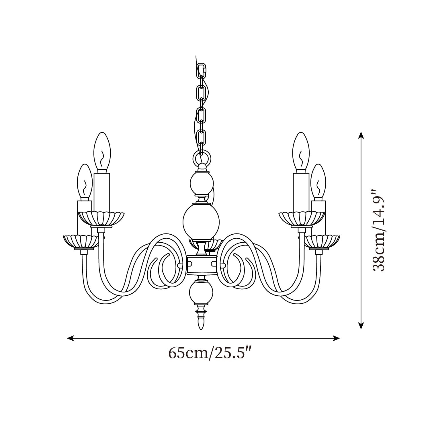 Carlita Chandelier Gold Curved Candle Arms - Letslighting