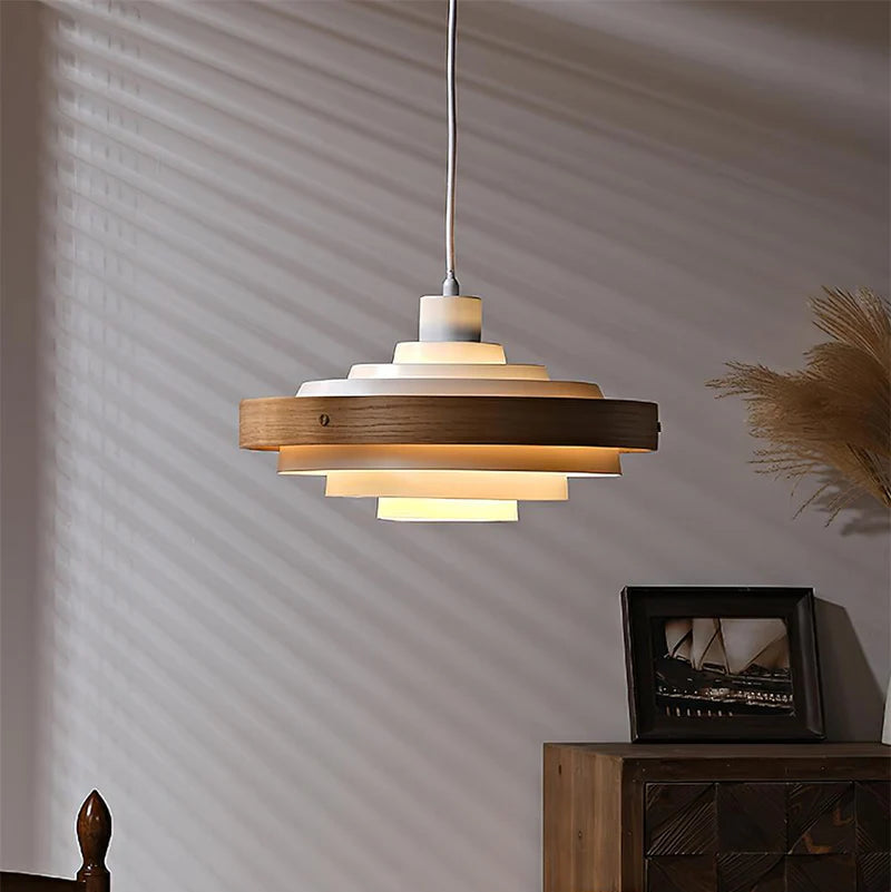 Muto Modern Round Pendant Light Wood - Letslighting