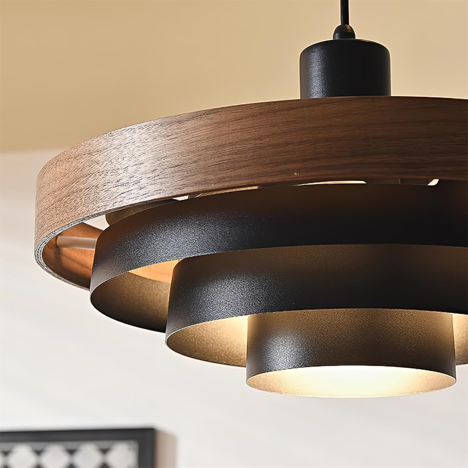 Muto Modern Round Pendant Light Wood - Letslighting