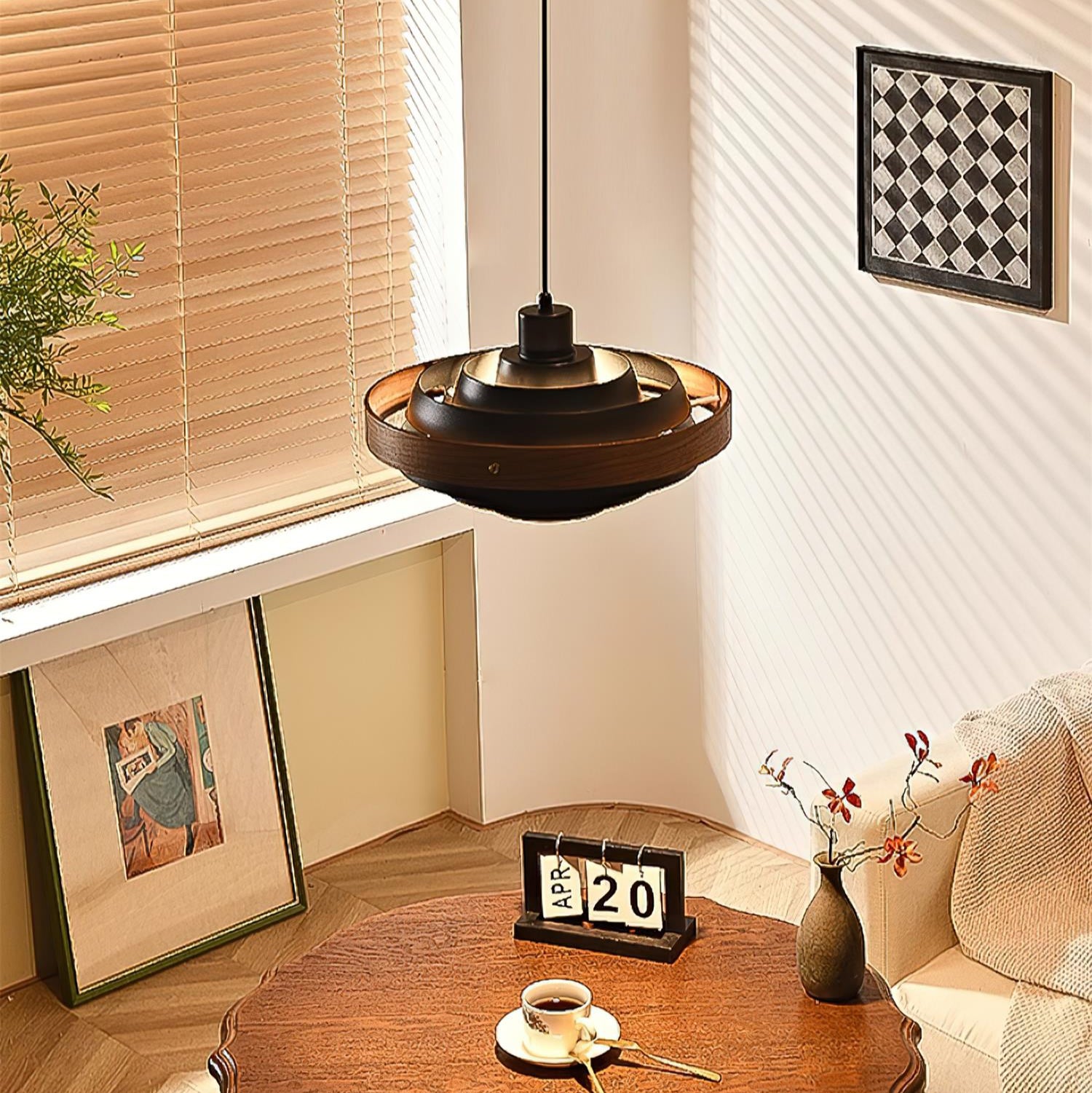 Muto Modern Round Pendant Light Wood - Letslighting