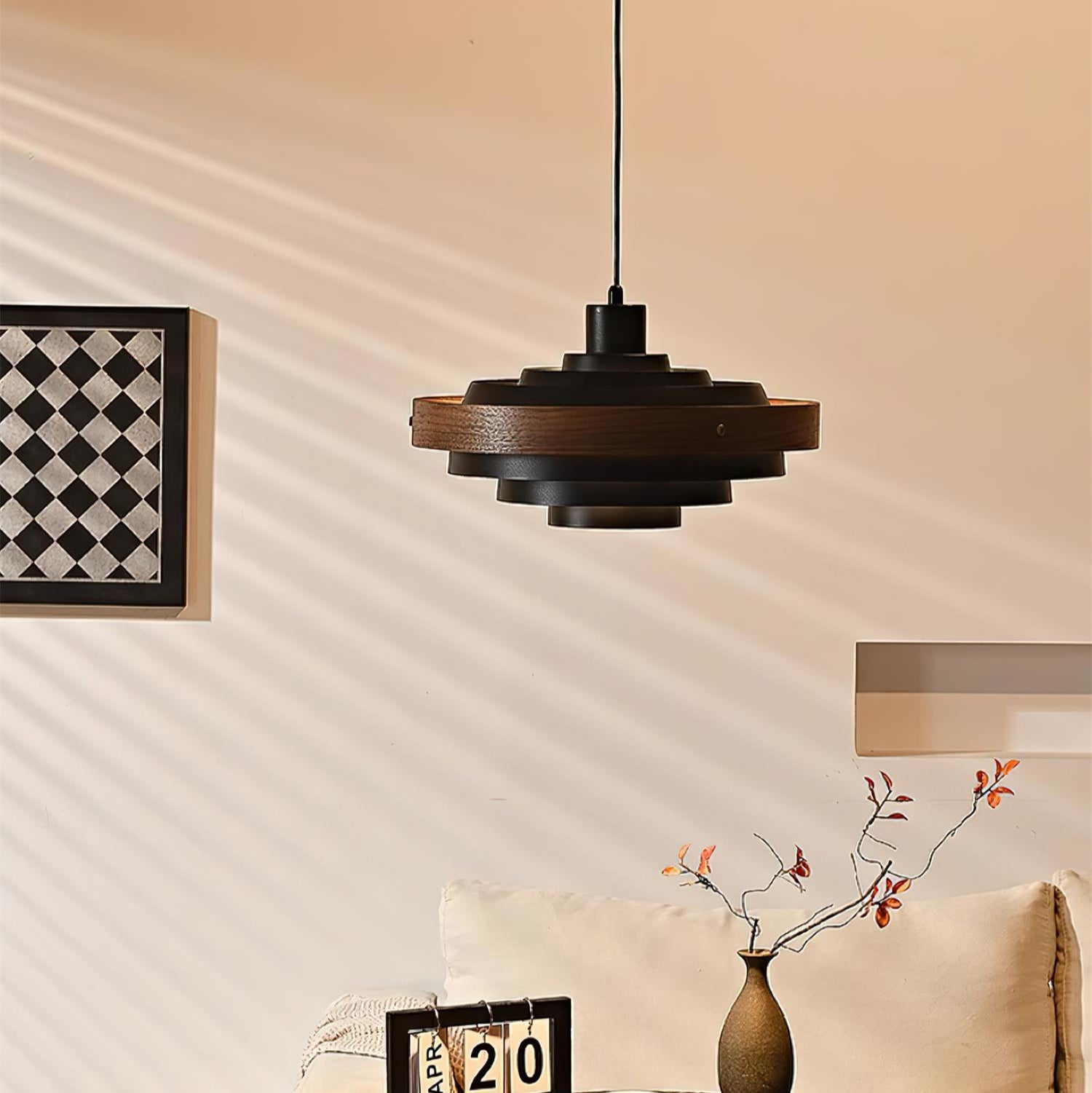 Muto Modern Round Pendant Light Wood - Letslighting
