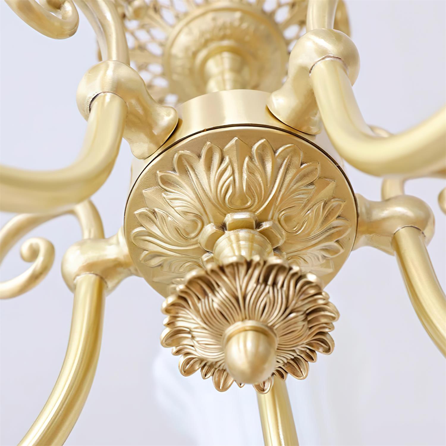 Chandelier with Brass Arms White Glass Shades Opulent Luxe - Letslighting