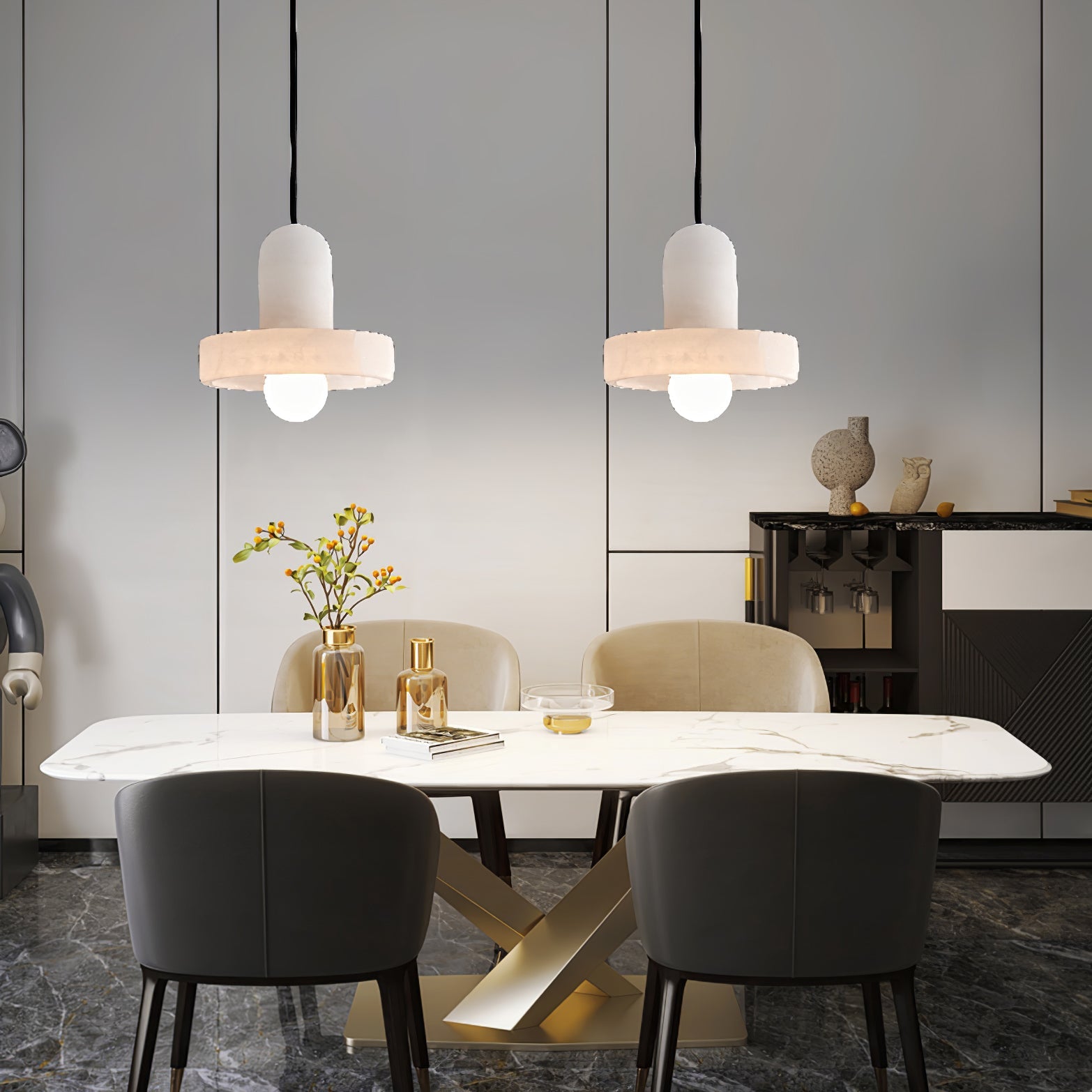 Ritta Pendant Lamp White Alabaster Vintage