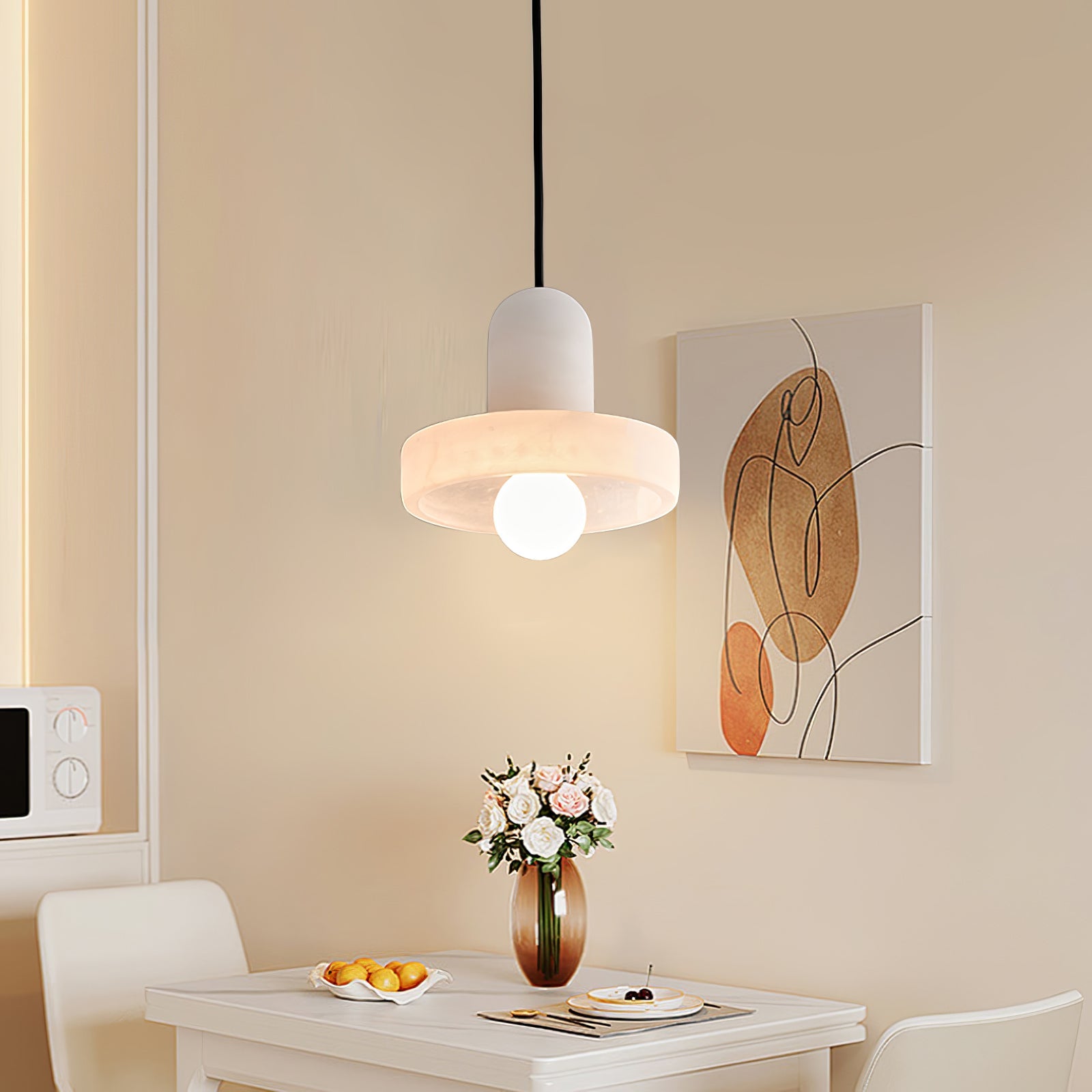 Ritta Pendant Lamp White Alabaster Vintage
