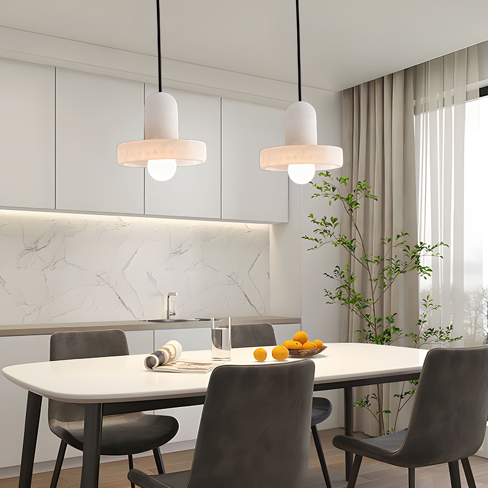 Ritta Pendant Lamp White Alabaster Vintage