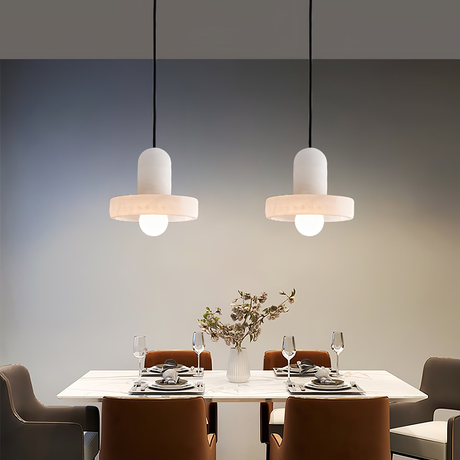 Ritta Pendant Lamp White Alabaster Vintage