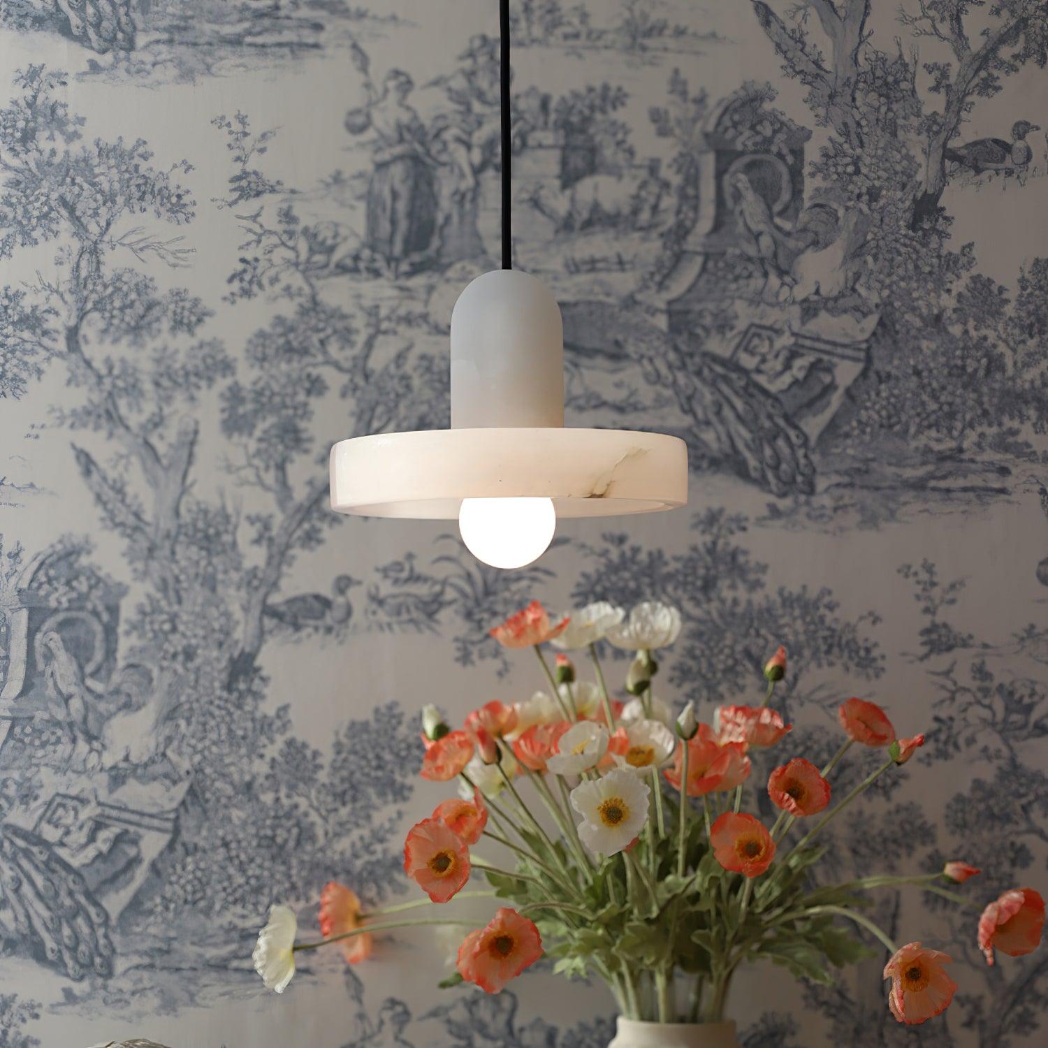 Ritta Pendant Lamp White Alabaster Vintage