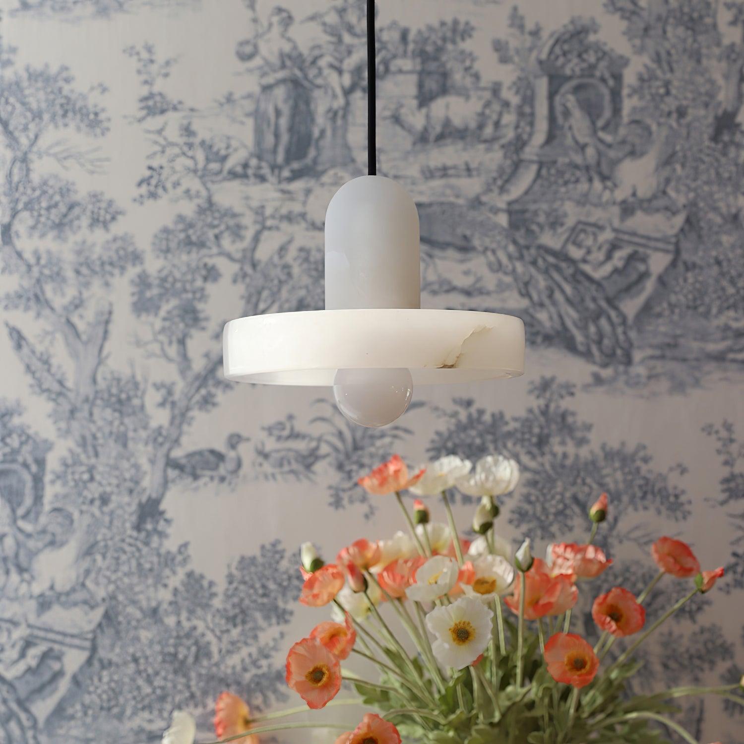 Ritta Pendant Lamp White Alabaster Vintage