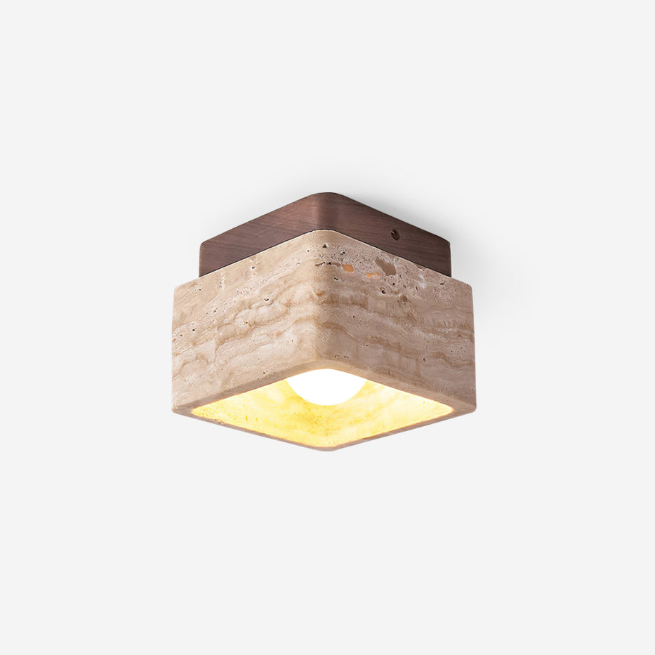 Vellin Travertine Square Flush Mount Ceiling Light