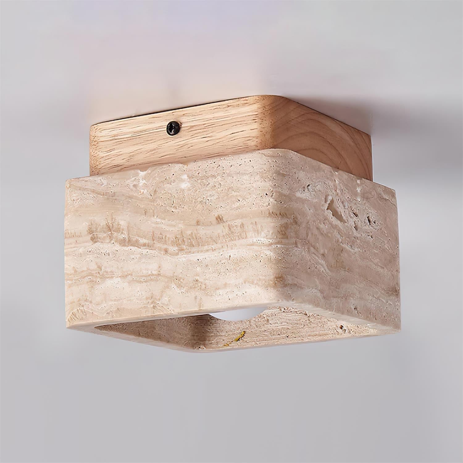 Vellin Travertine Square Flush Mount Ceiling Light