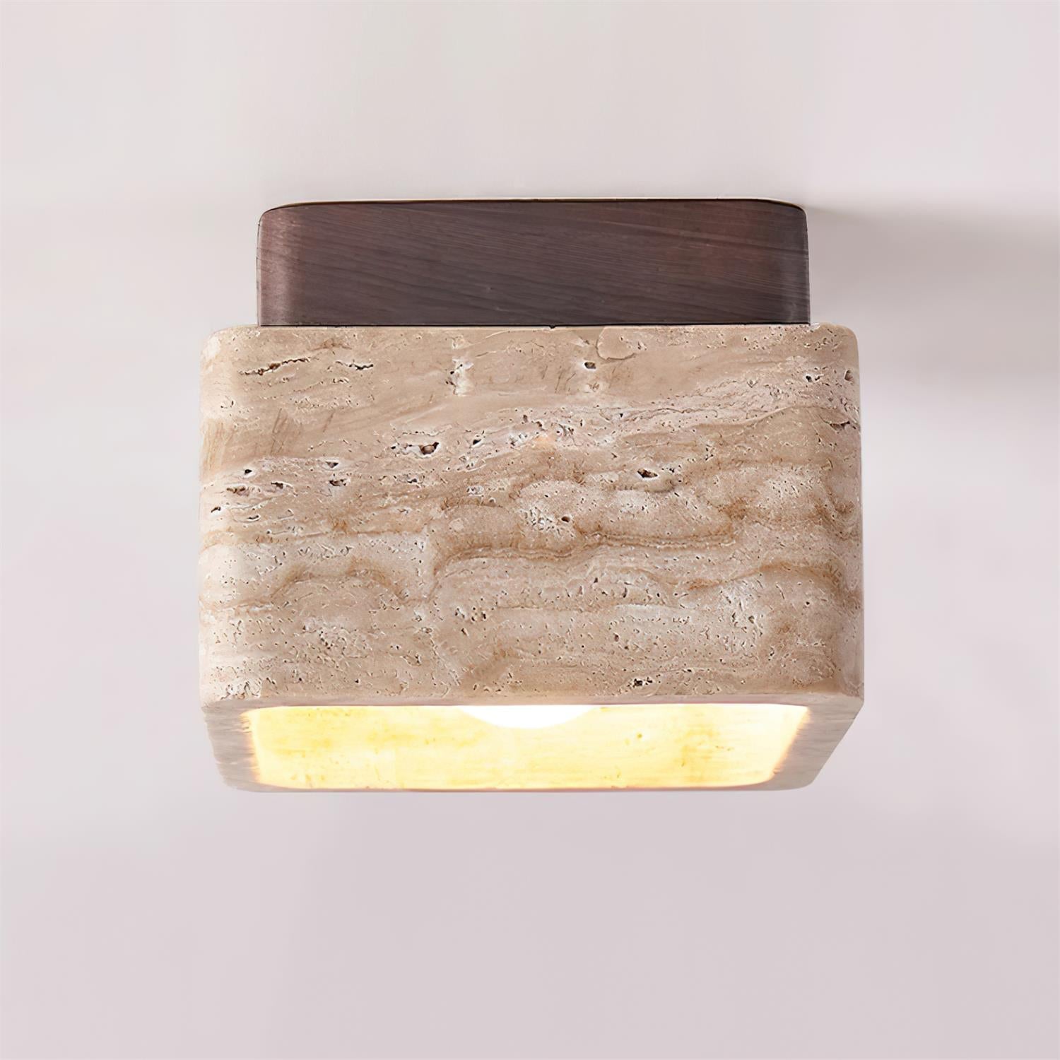 Vellin Travertine Square Flush Mount Ceiling Light
