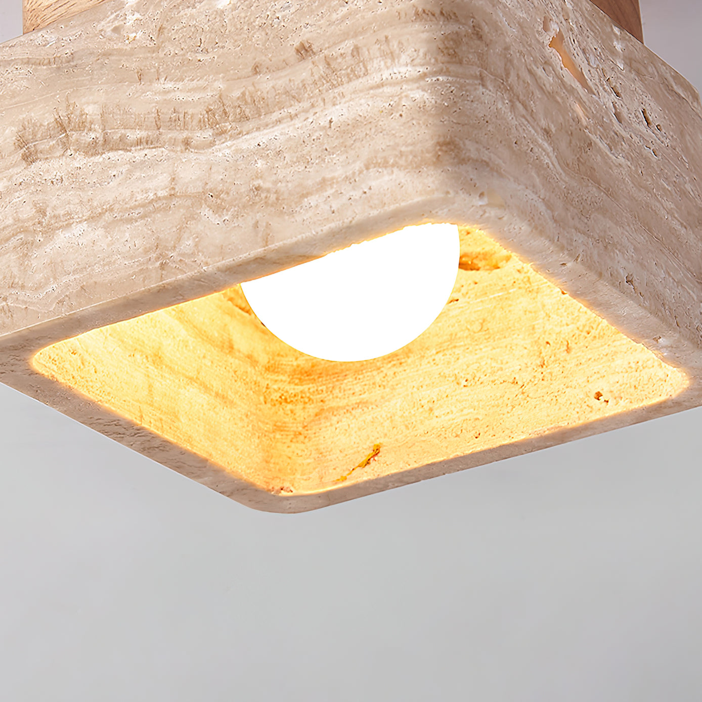 Vellin Travertine Square Flush Mount Ceiling Light