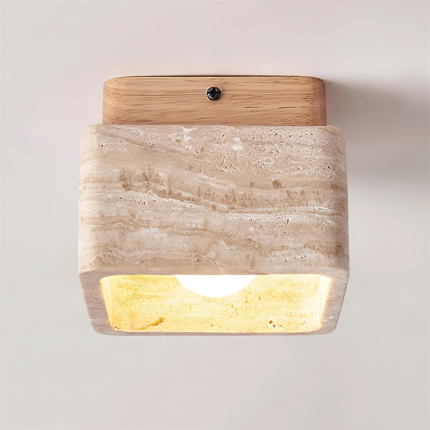 Vellin Travertine Square Flush Mount Ceiling Light