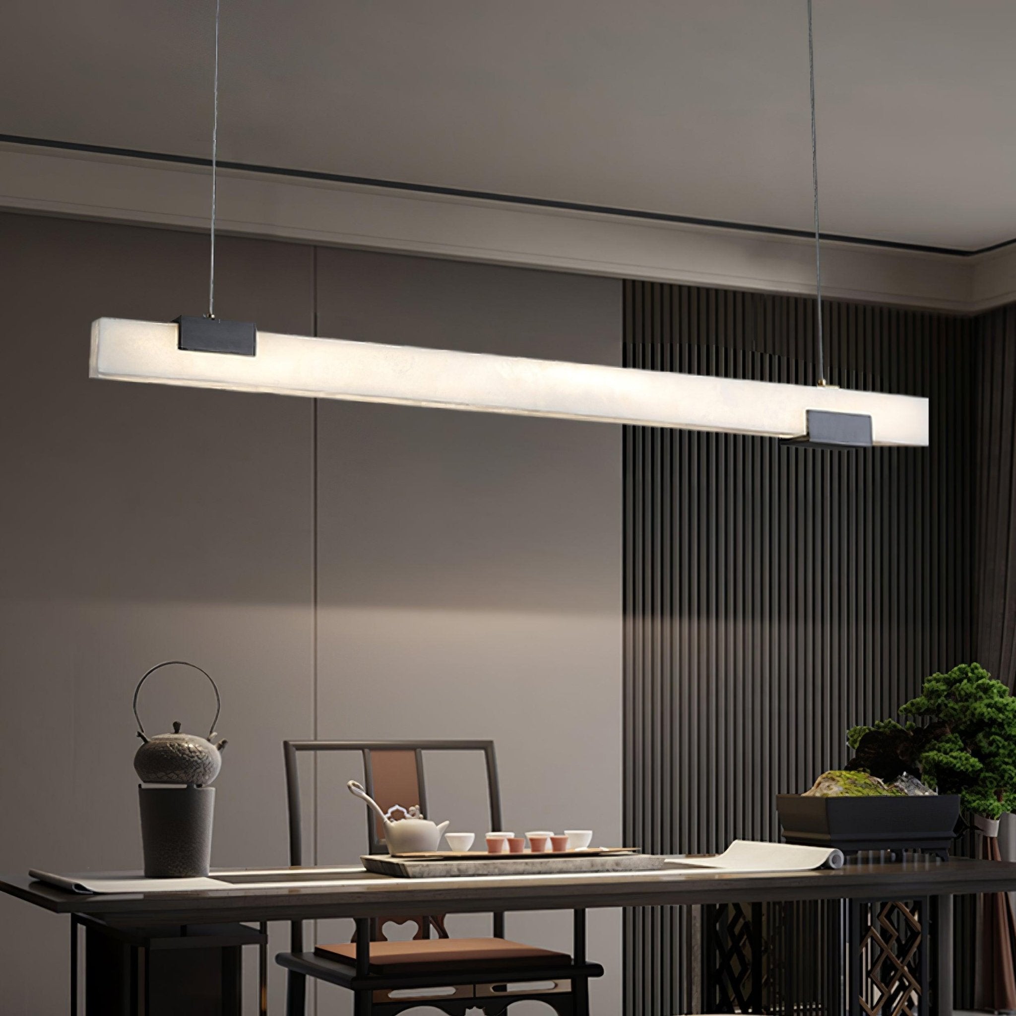 Kaelen Minimalist Alabaster Linear Pendant Light - Letslighting