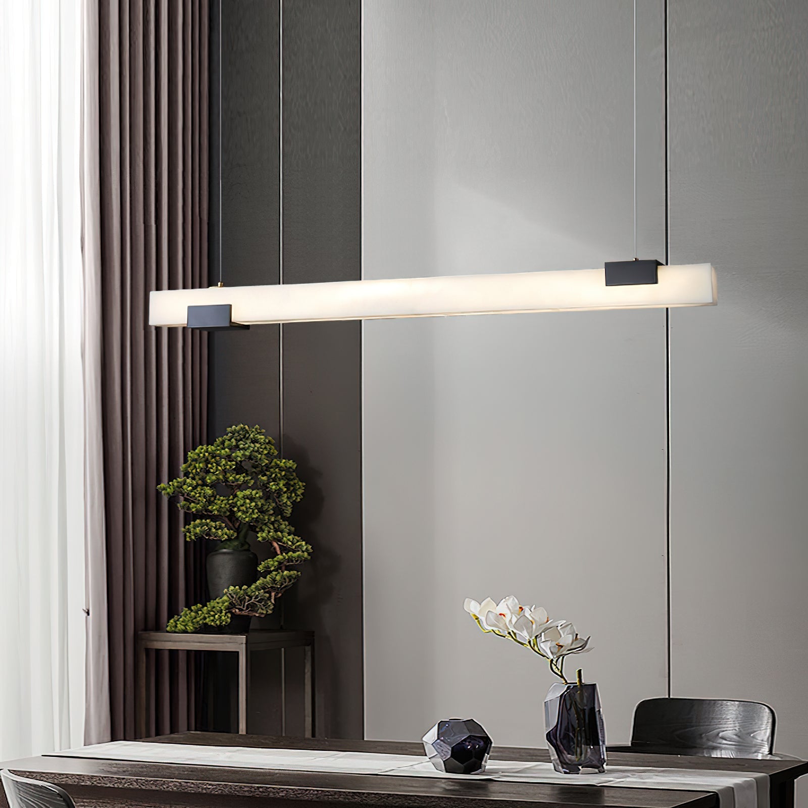Avert Modern Minimalist Brass Alabaster Pendant Light - Letslighting