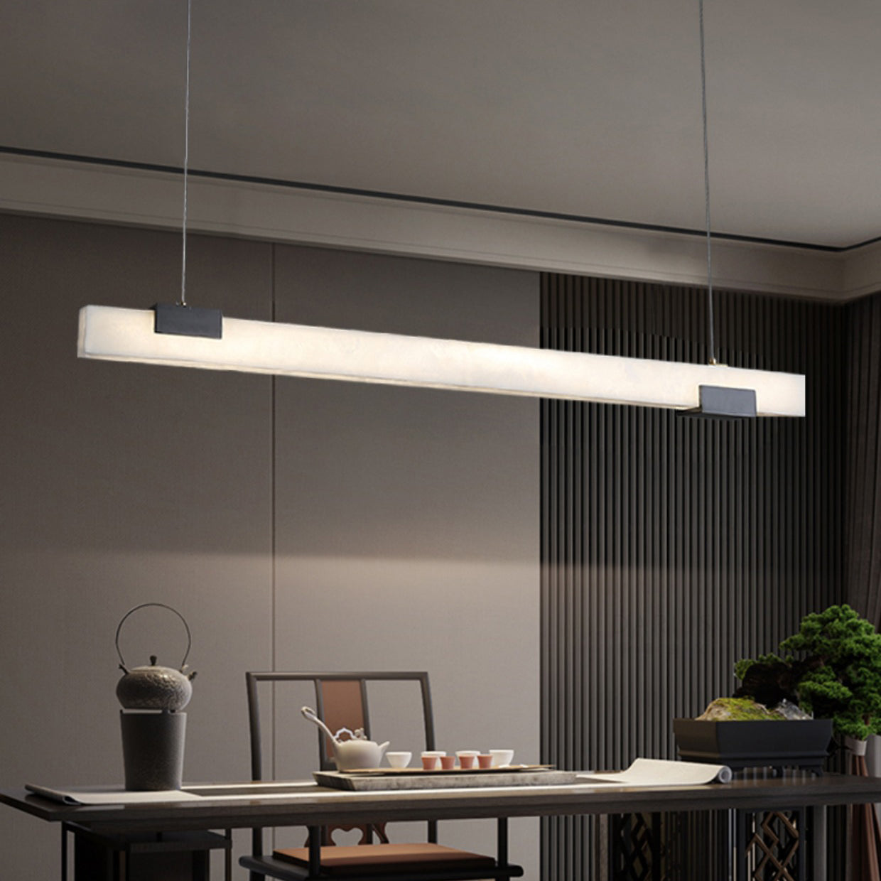 Avert Modern Minimalist Brass Alabaster Pendant Light - Letslighting