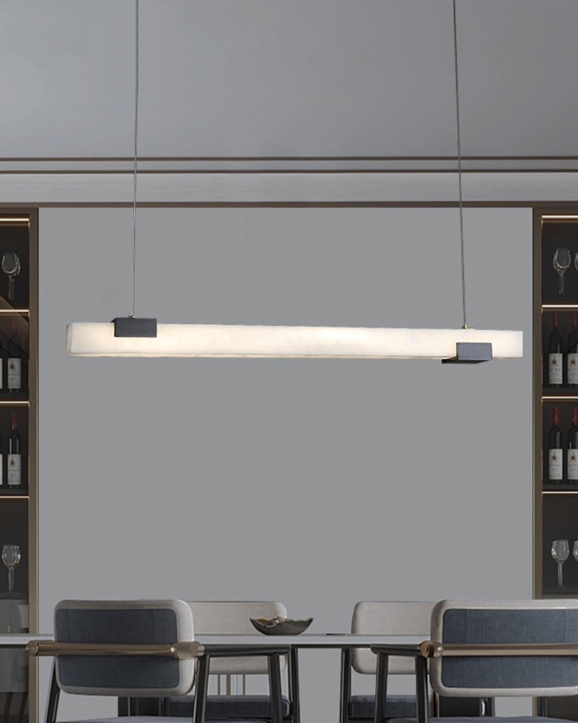 Avert Modern Minimalist Brass Alabaster Pendant Light - Letslighting