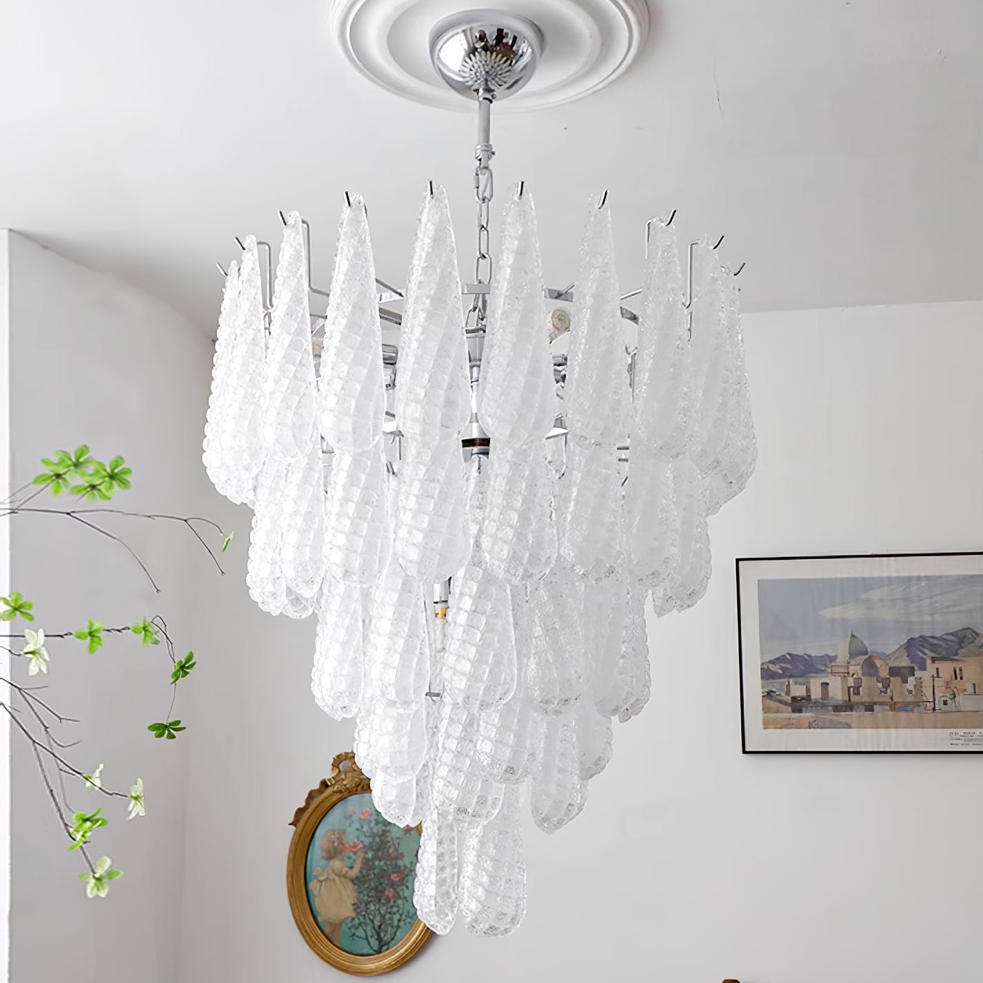 Case Chandelier Glass Droplet Cascade - Letslighting