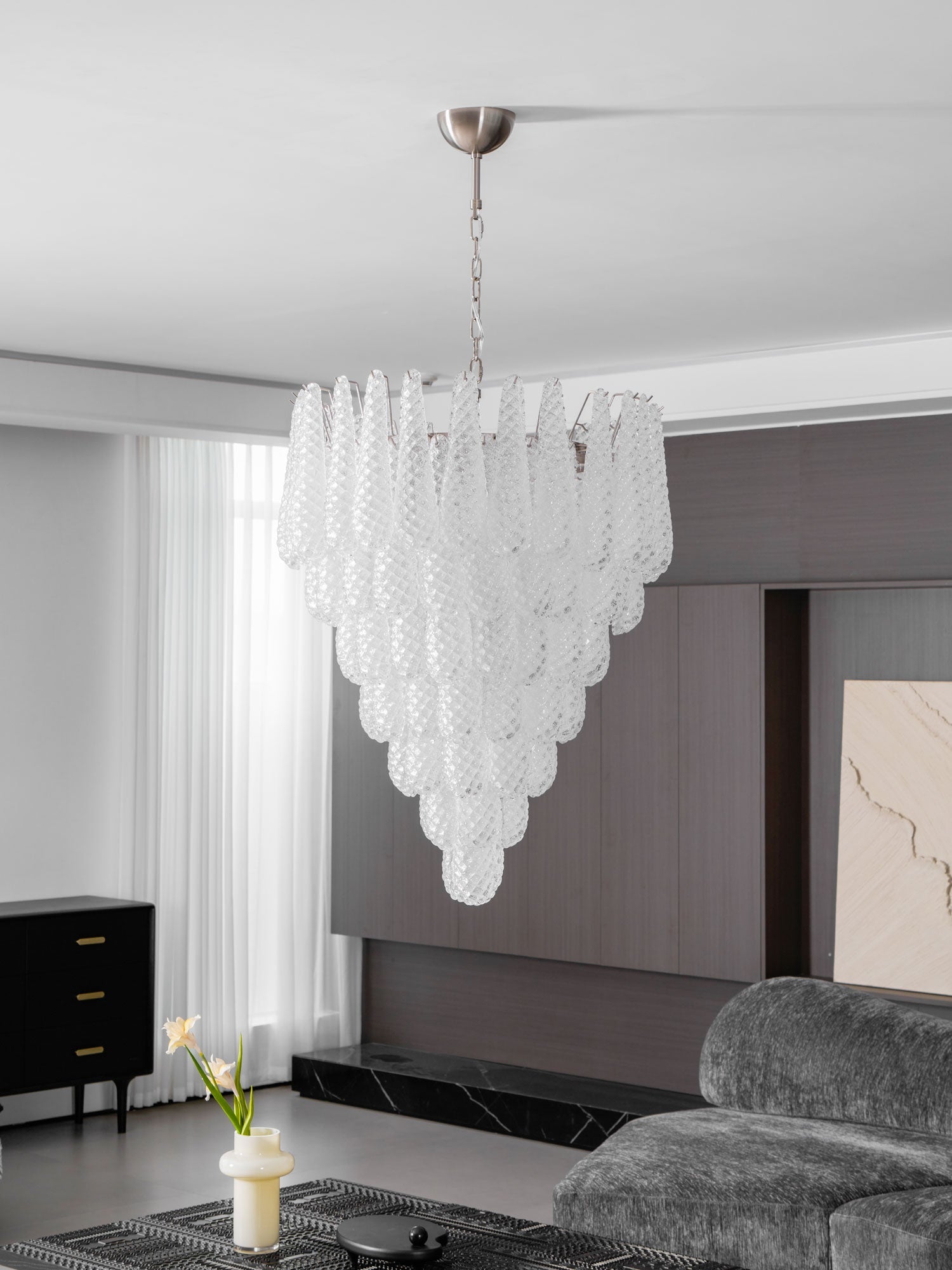 Case Chandelier Glass Droplet Cascade - Letslighting
