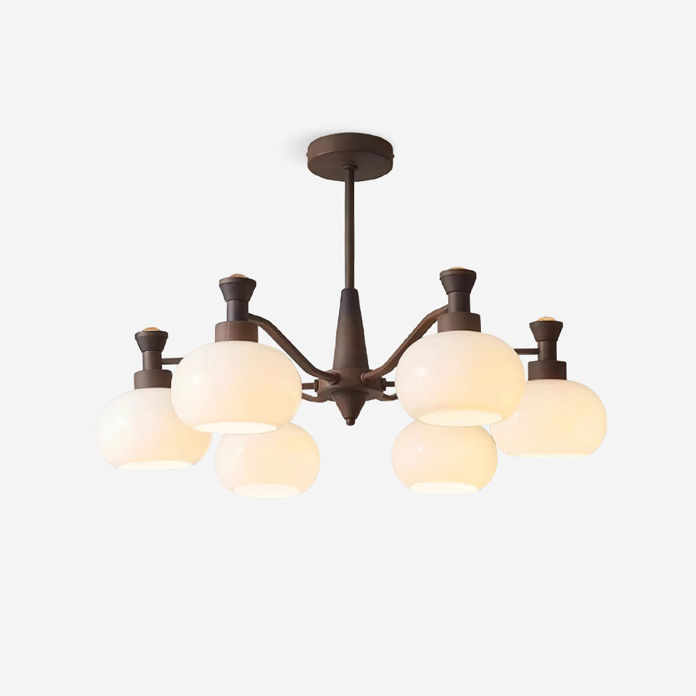 Cassia Chandelier Opal Glass Globe Arms - Letslighting