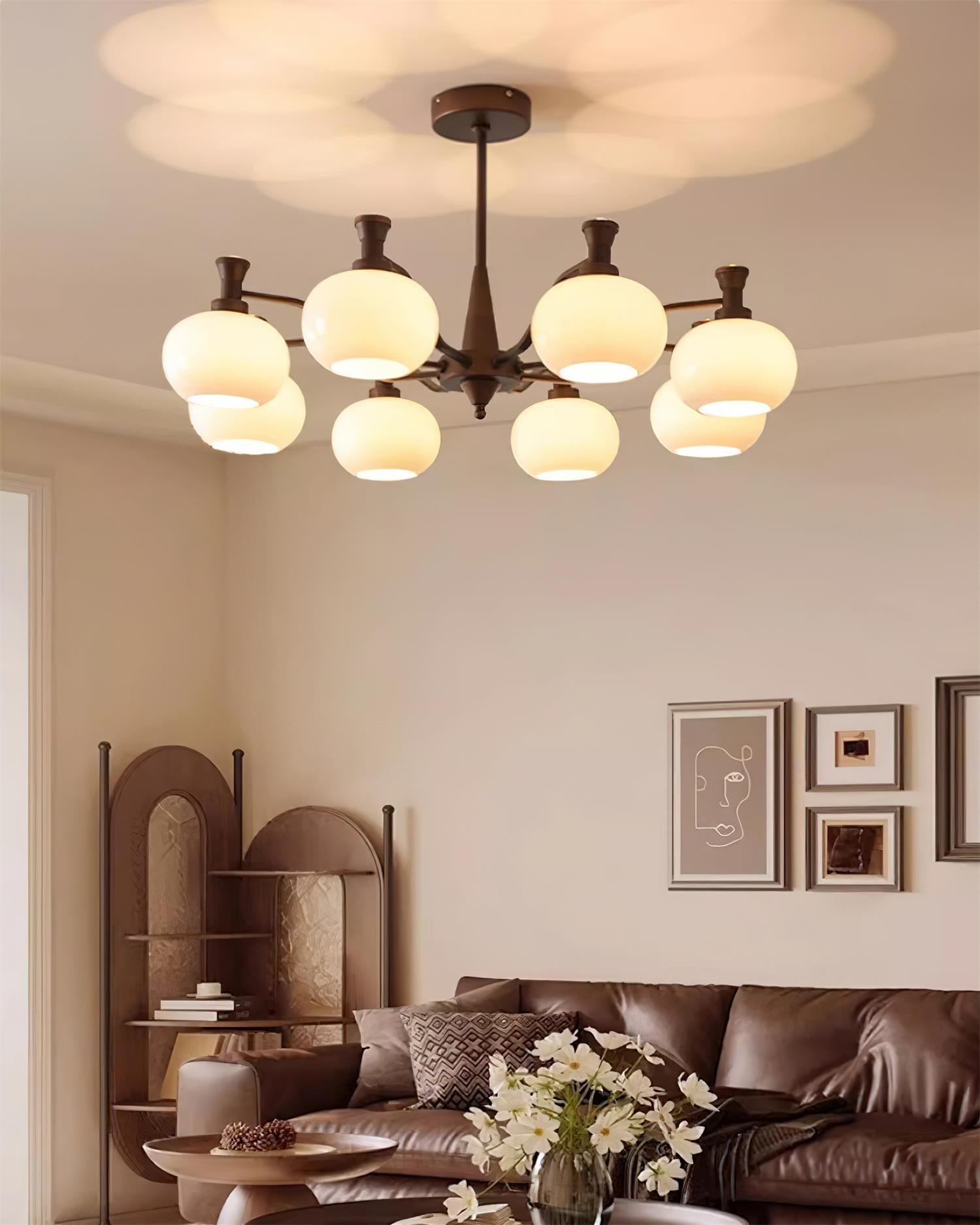 Cassia Chandelier Opal Glass Globe Arms - Letslighting