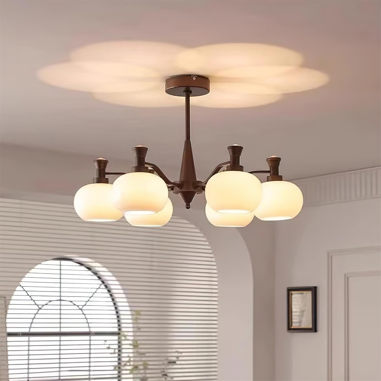 Cassia Chandelier Opal Glass Globe Arms - Letslighting