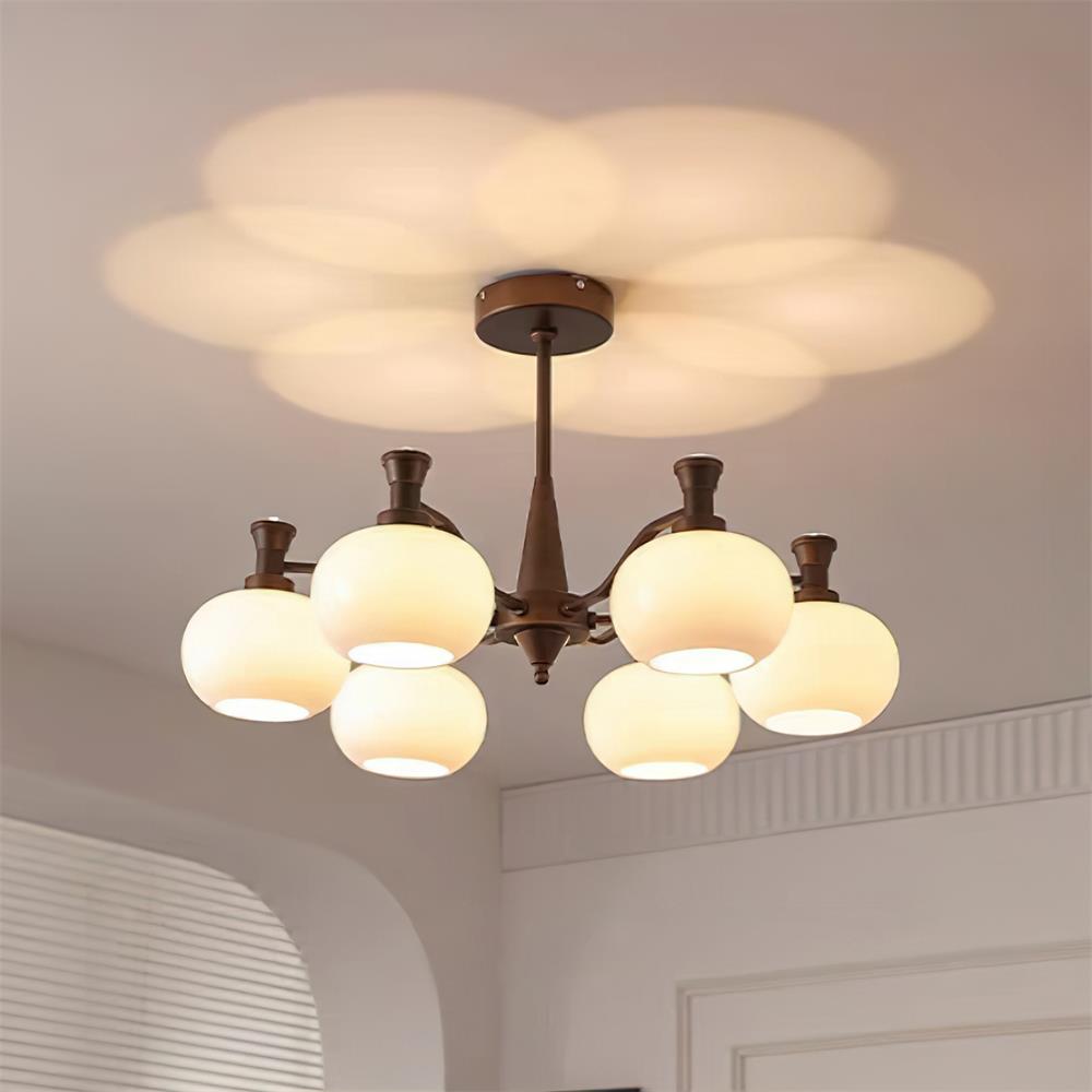 Cassia Chandelier Opal Glass Globe Arms - Letslighting