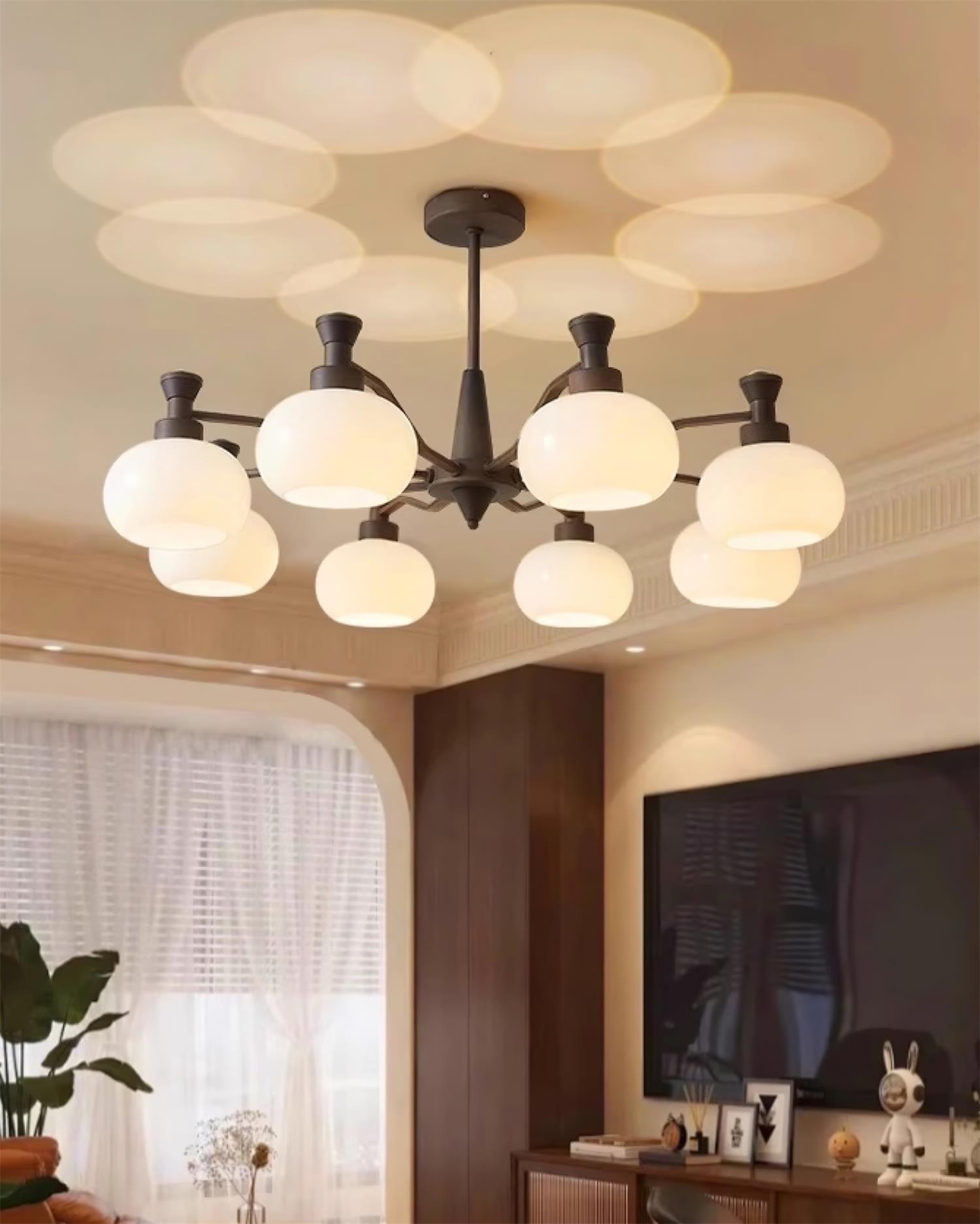 Cassia Chandelier Opal Glass Globe Arms - Letslighting