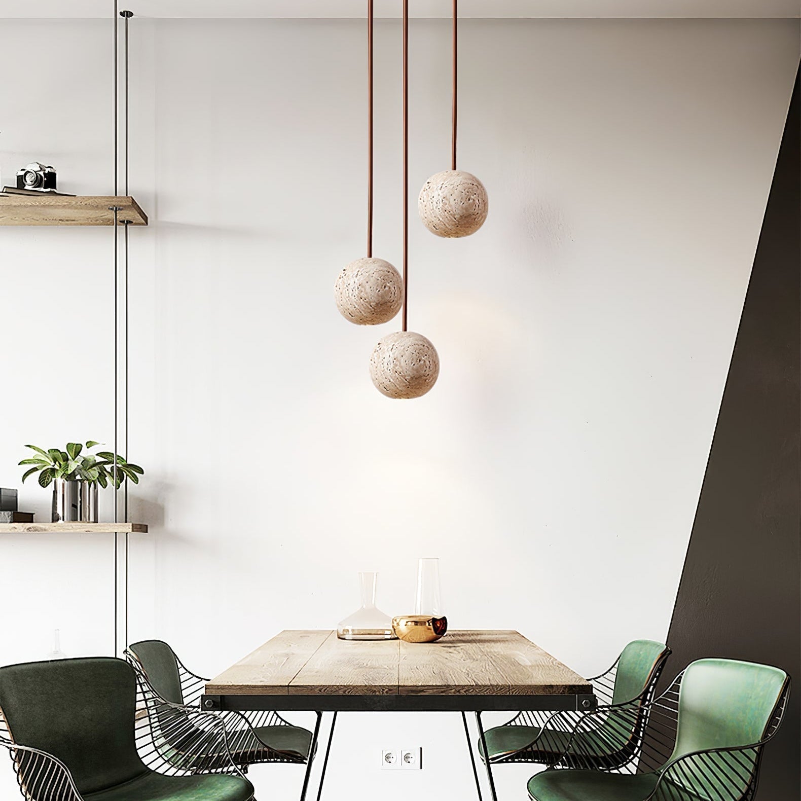 Trio Travertine Pendant Light