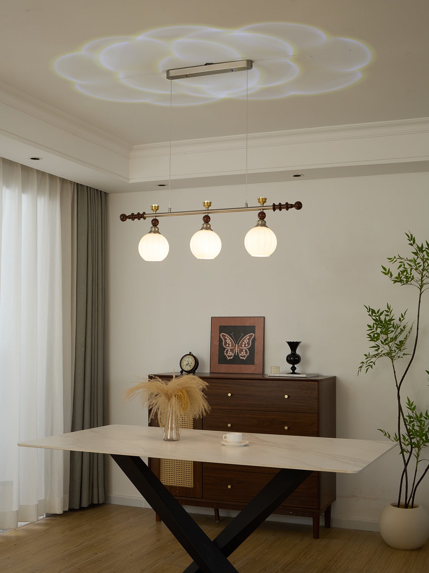 Otheia Elegance Vintage Linear Wood Pendant Lamp - Letslighting
