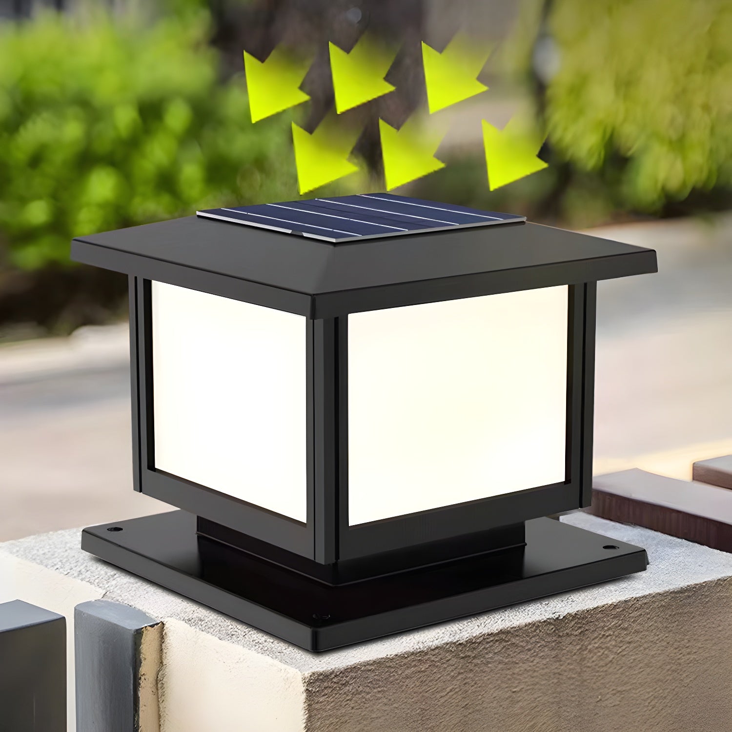 Ray Pavilion-style Square Solar Outdoor Post Light - Letslighting