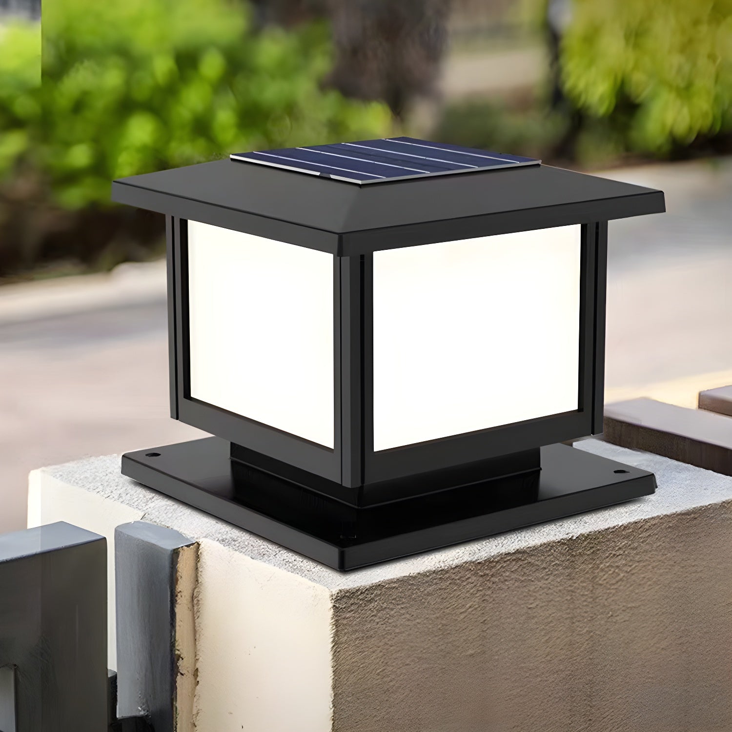 Ray Pavilion-style Square Solar Outdoor Post Light - Letslighting