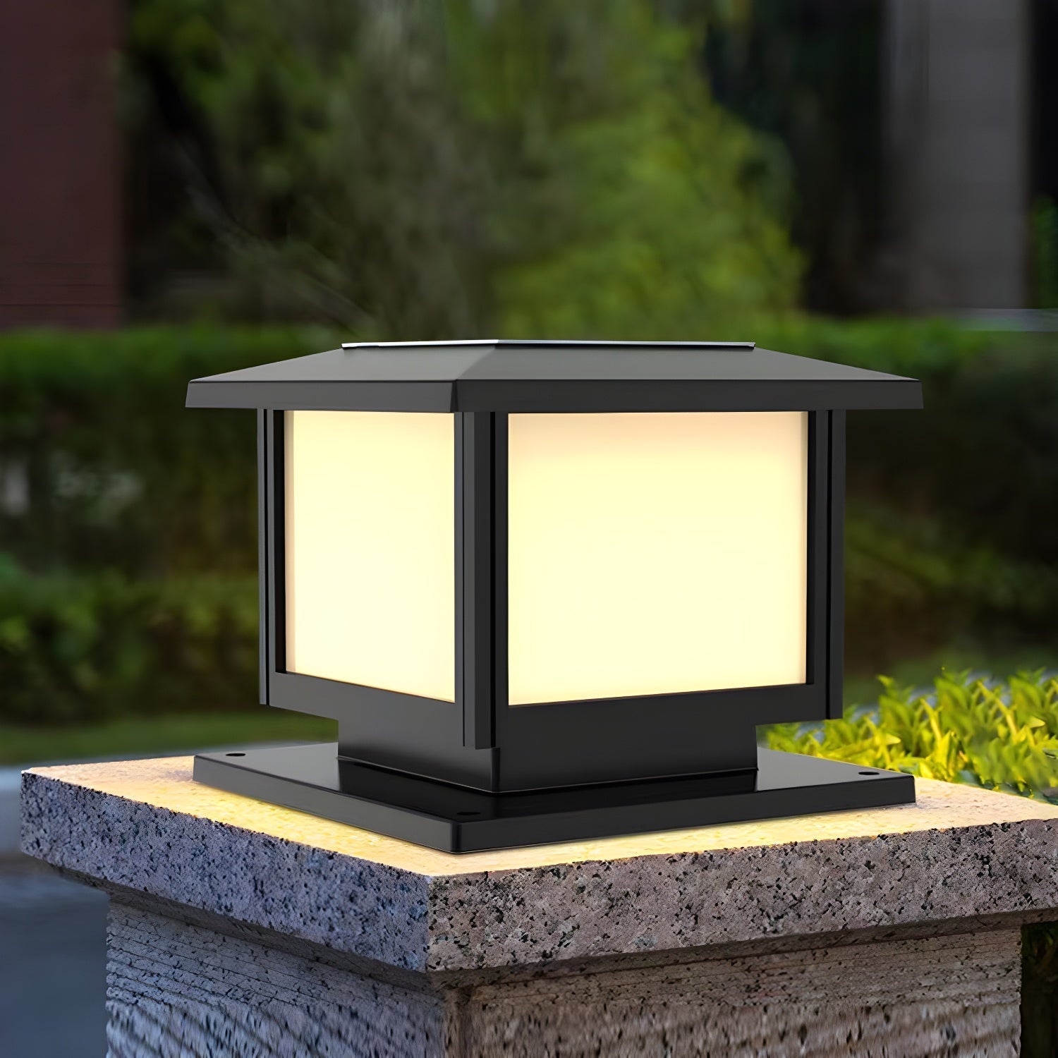 Ray Pavilion-style Square Solar Outdoor Post Light - Letslighting