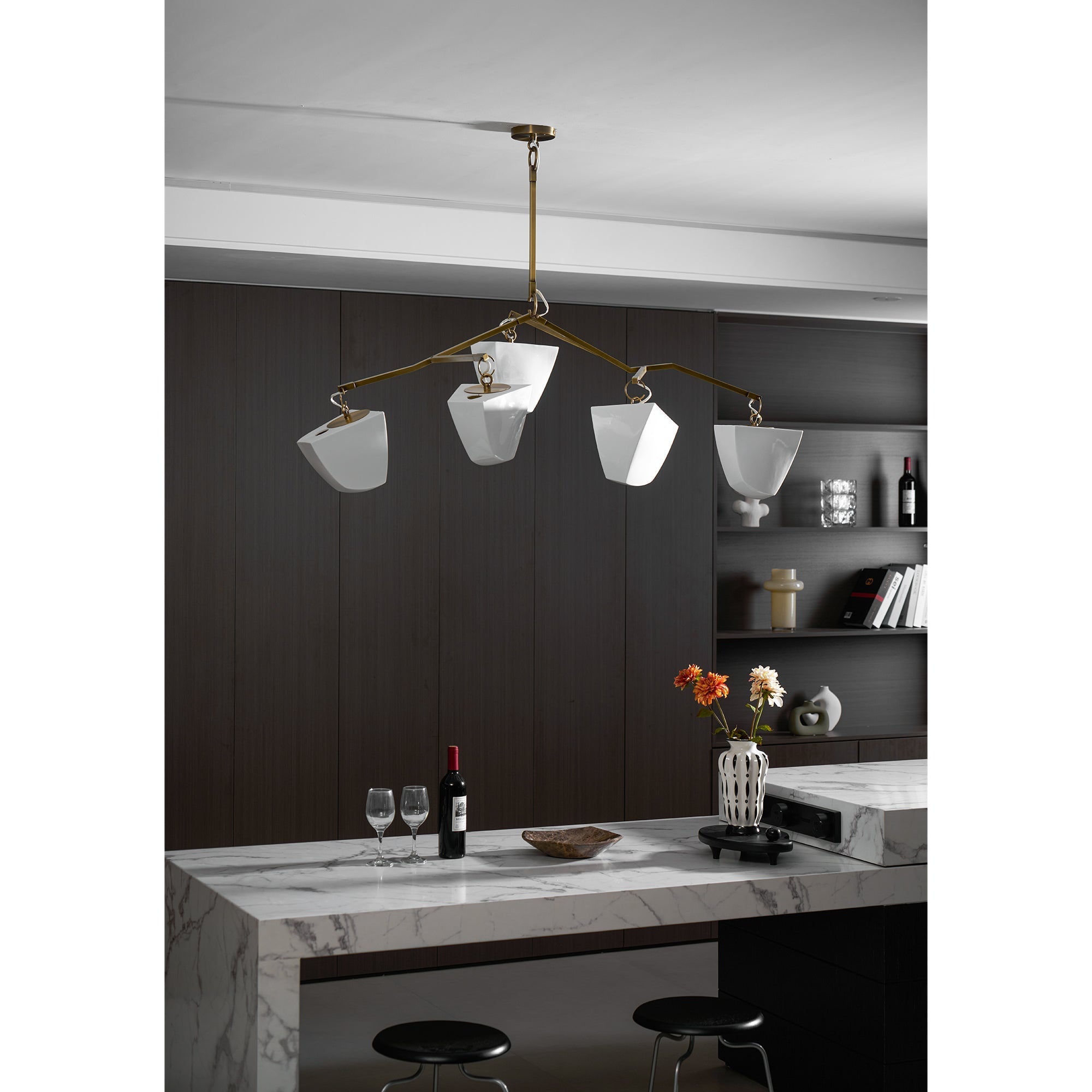 Iris Mobile Individual Creativity Brass Ceramics Chandelier - Letslighting